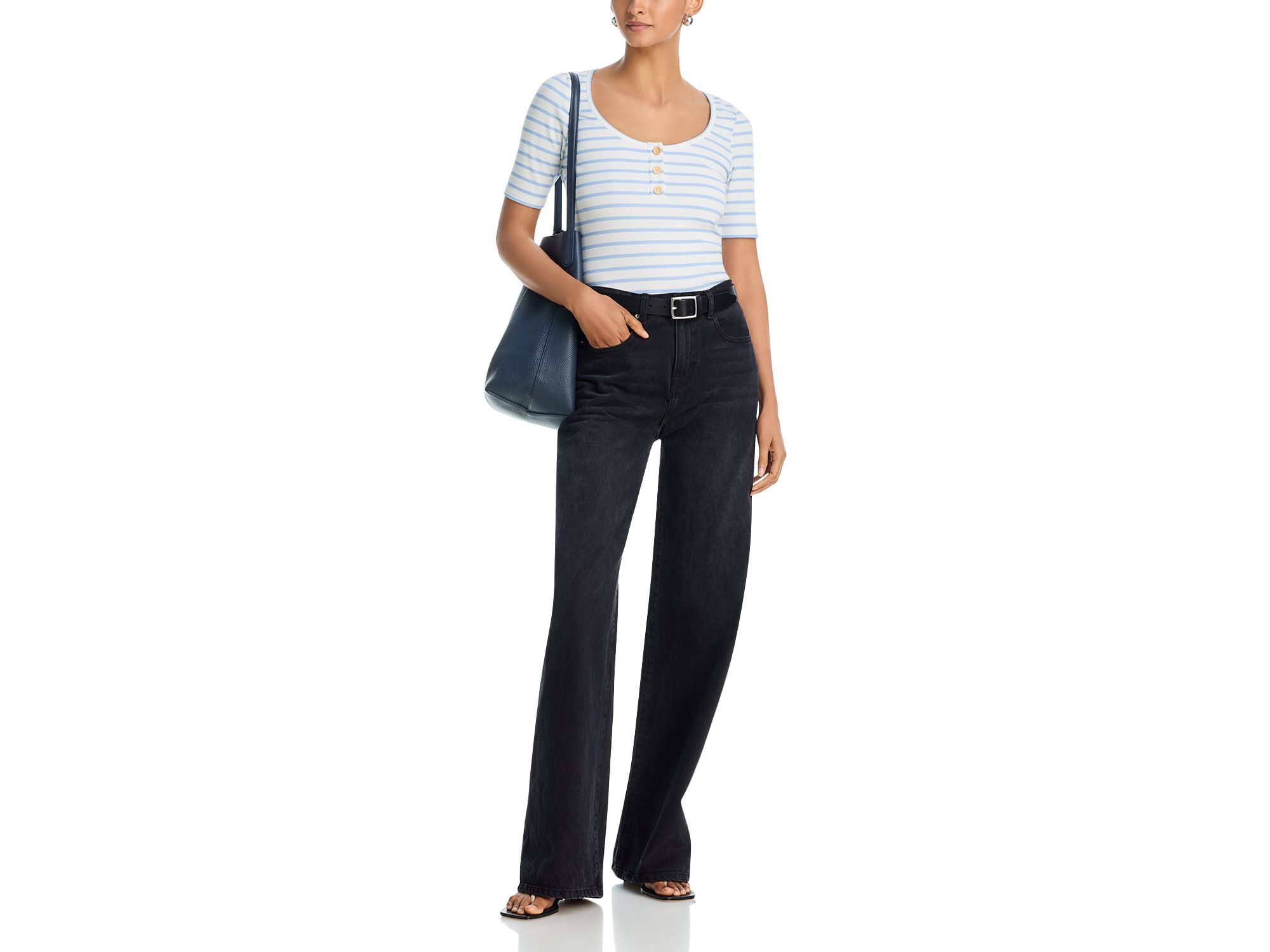 Striped Rib Button T Shirt - Exclusive — Image 4