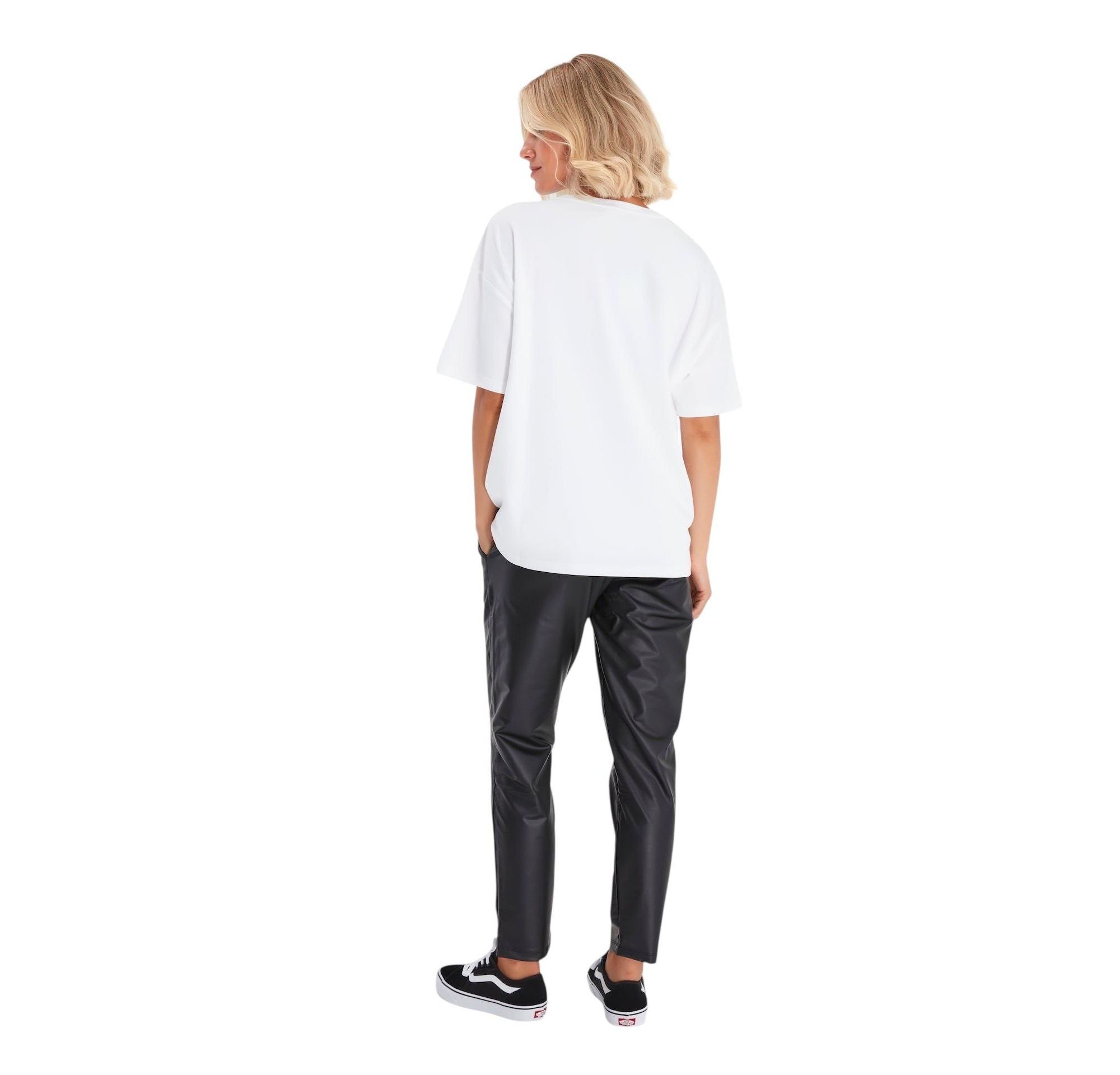 Comfy Cool Foldover Waistband Faux Leather Maternity Jogger Pants — Image 11