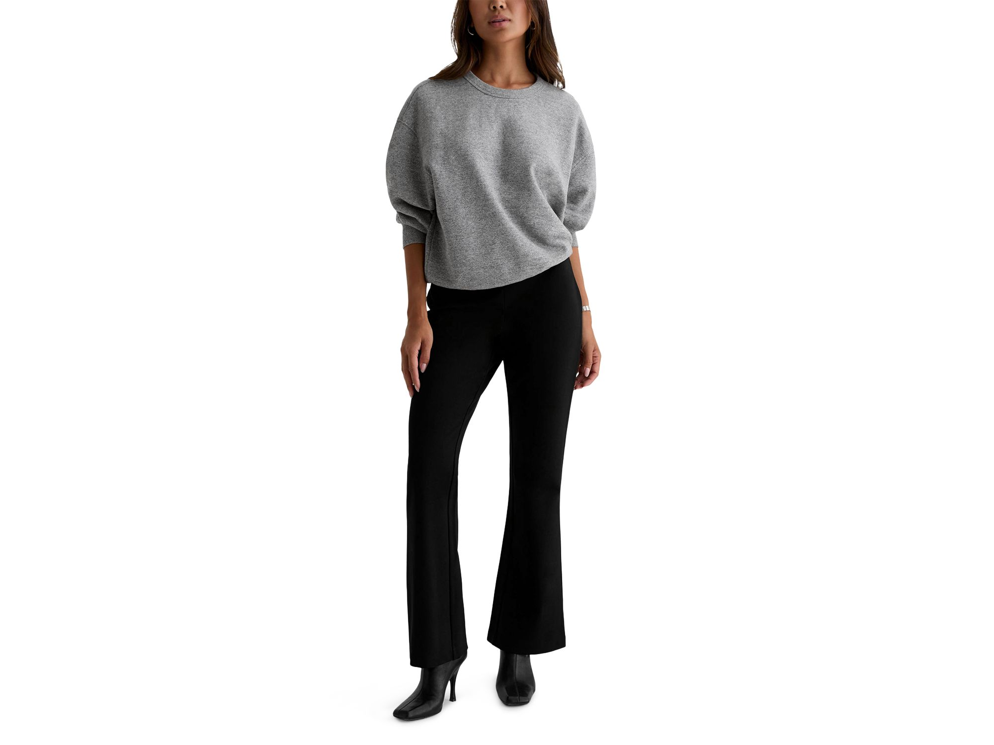 Salma Pull On Flare Leg Jeans in Super Black — Image 4