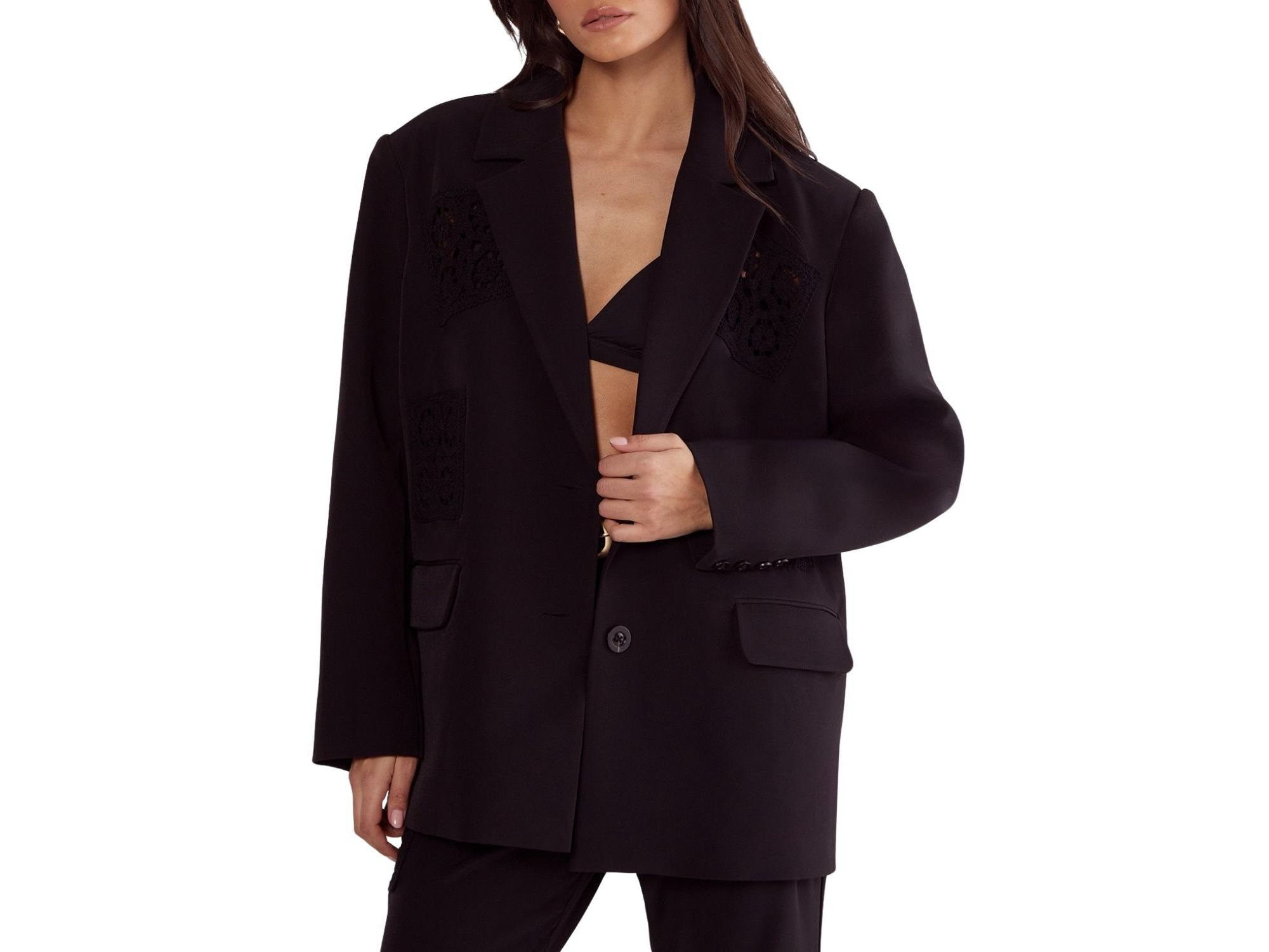 Tailored Crochet Insert Oversized Blazer - Image 1