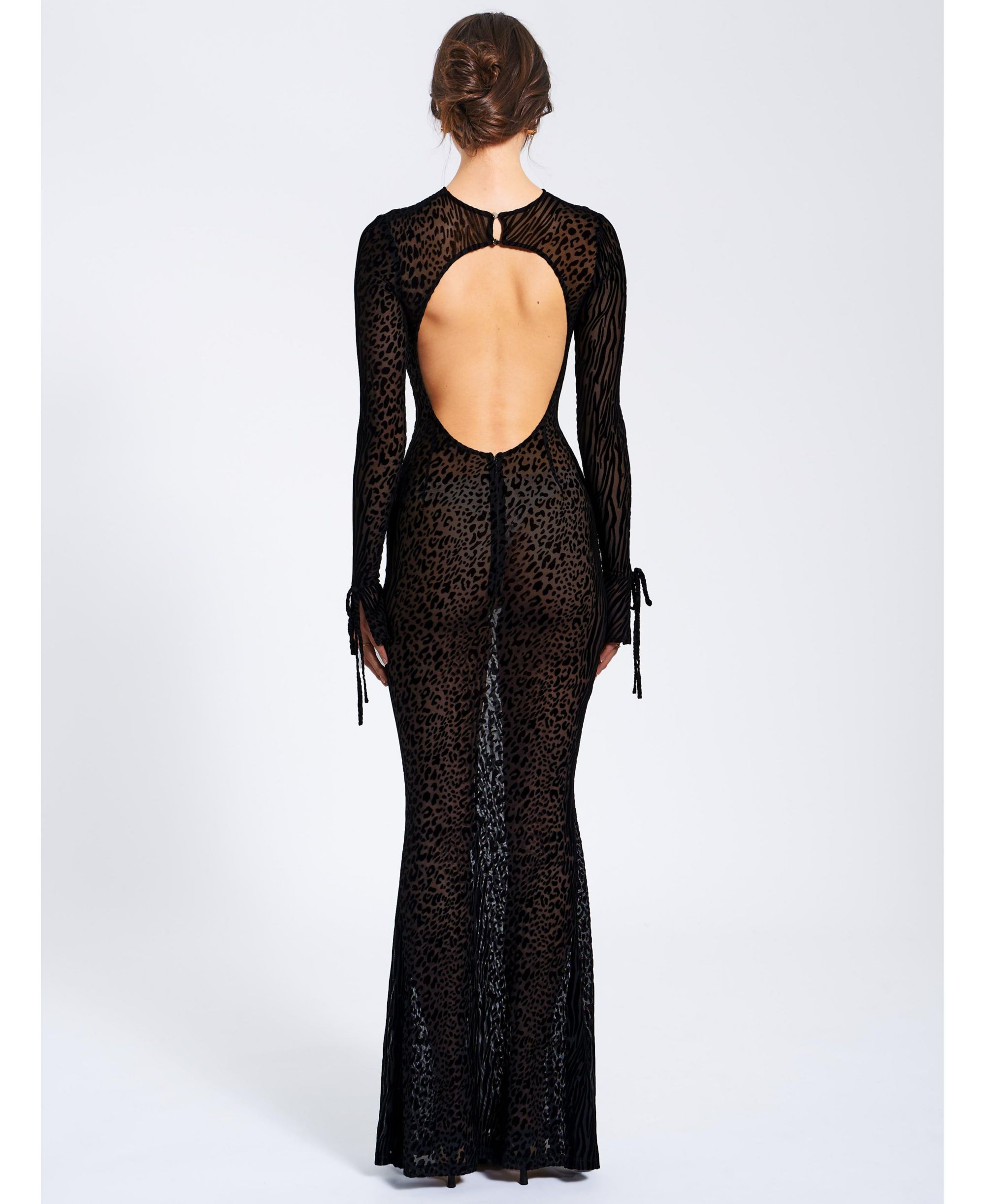 Waylynn Print Burnout Velvet Detail Mesh Maxi Dress — Image 6