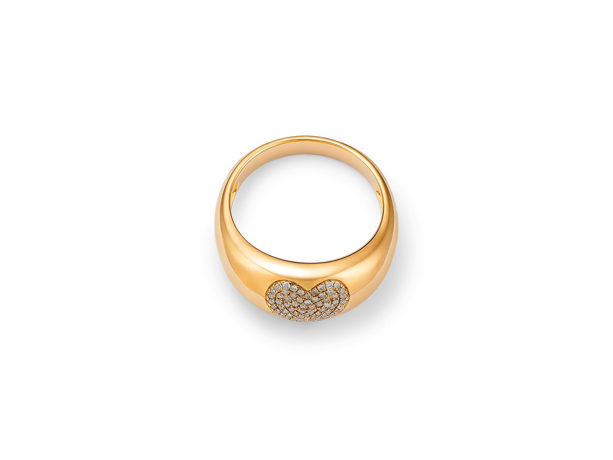 Diamond Heart Band Ring in 14K Yellow Gold, 0.18 tcw — Image 3