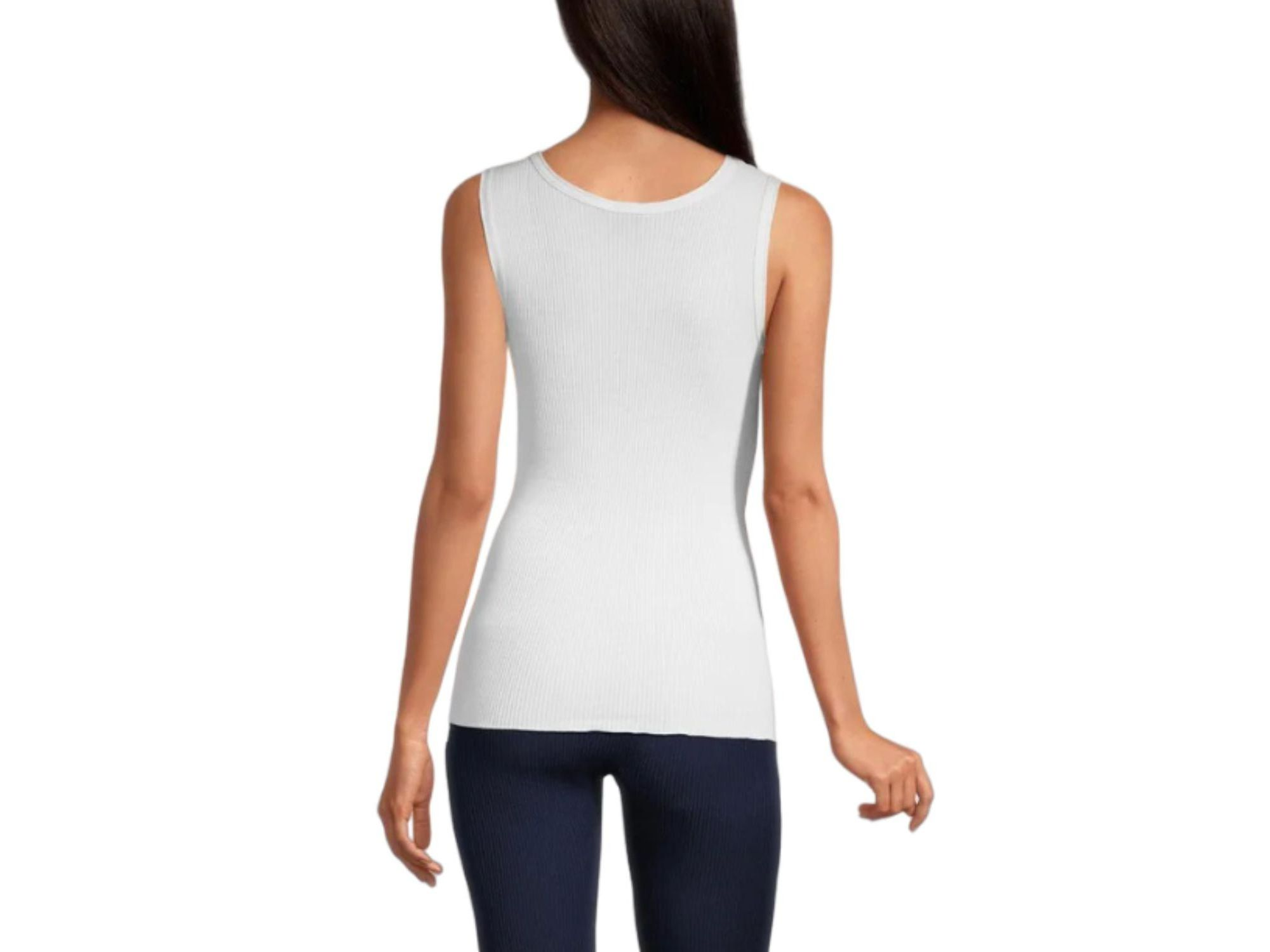 Ribbed Wool & Silk Scoop Neck Tank Top — Image 3