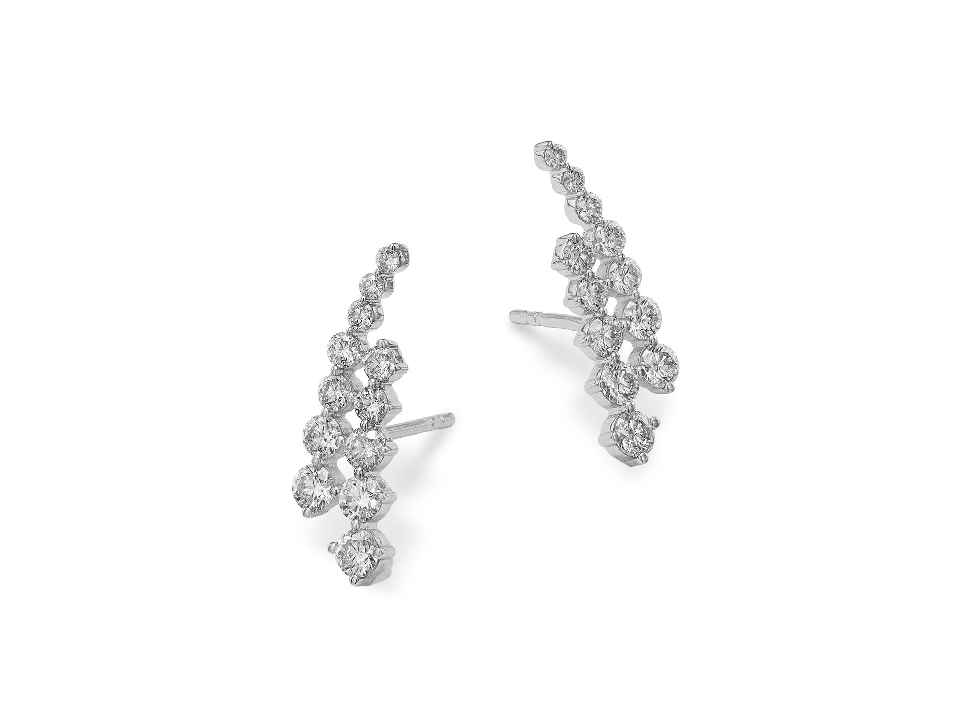 Diamond Ear Climbers in 14K White Gold, 0.91 tcw — Image 3