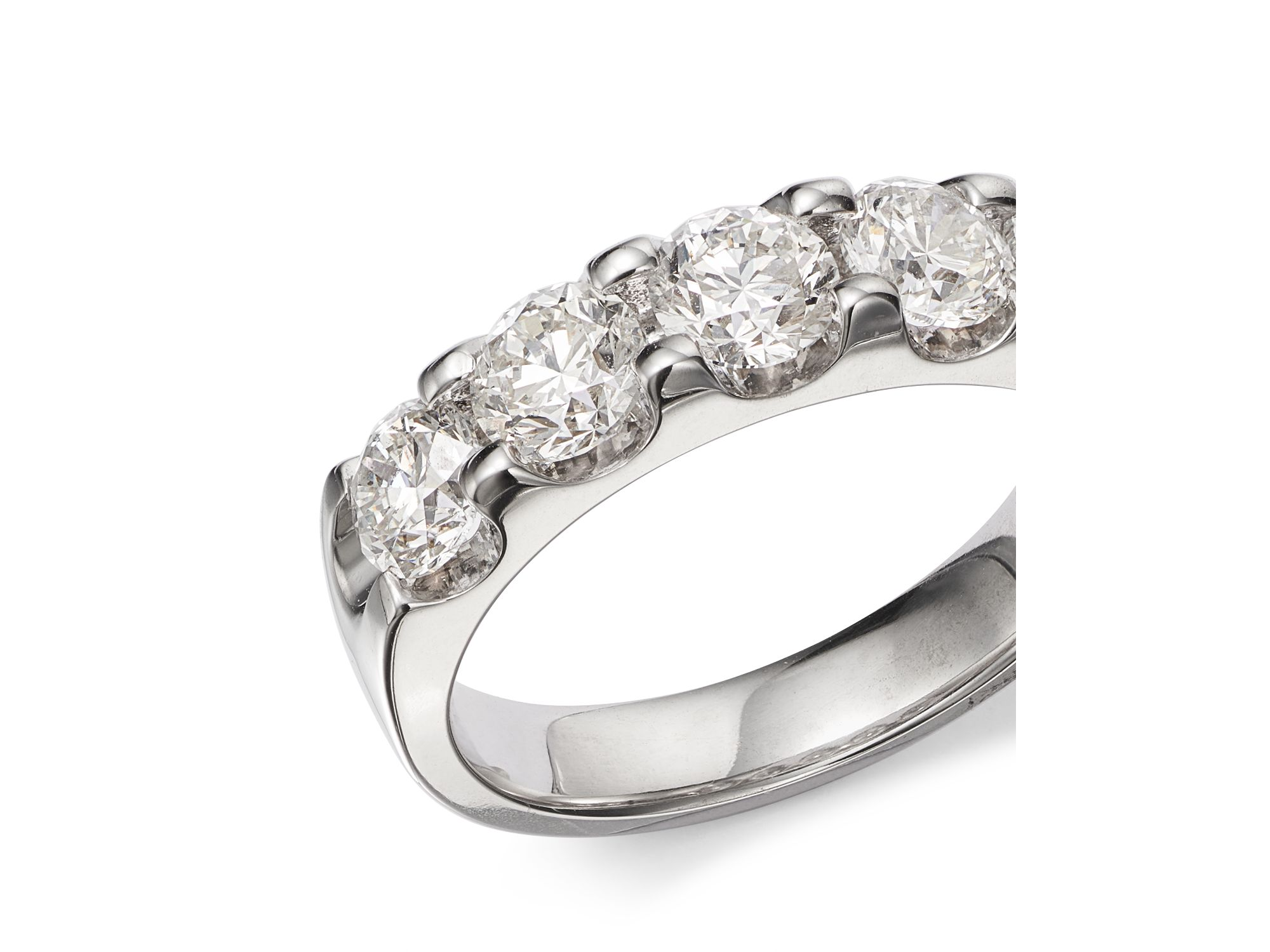 Certified Diamond 5 Stone Band in 18K White Gold, 2 tcw — Image 3