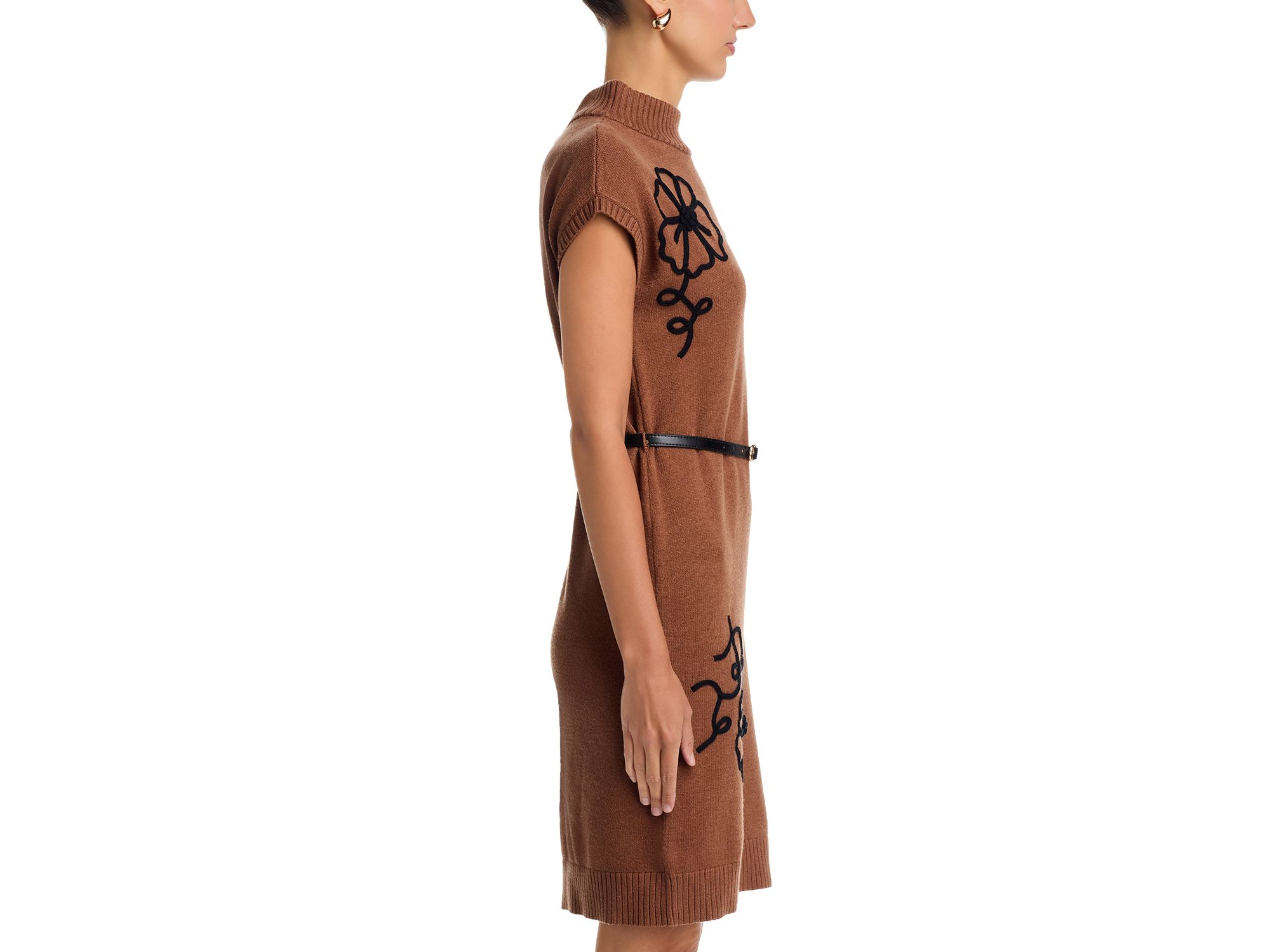 Belted Mock Neck Dress — Image 4