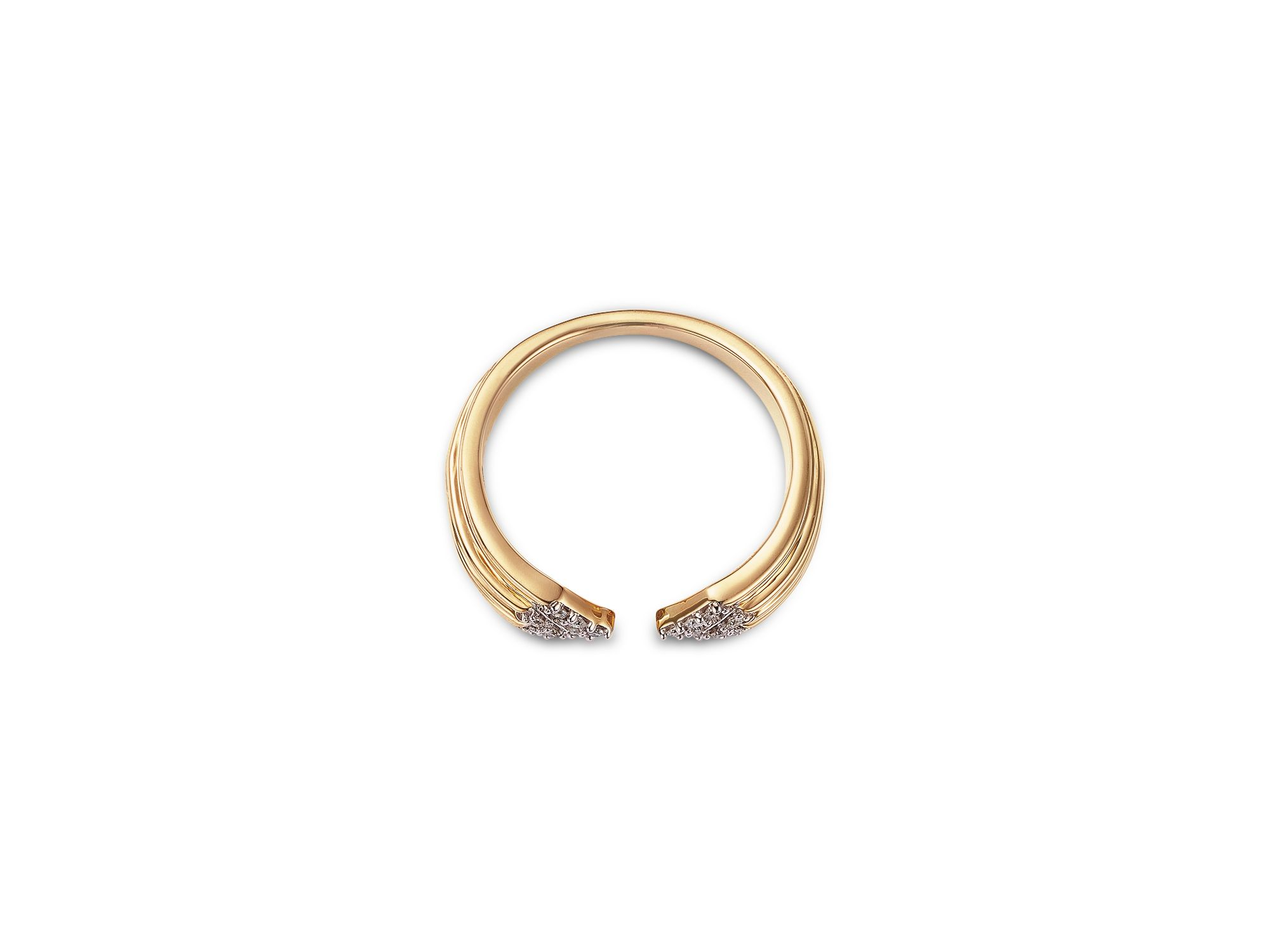 Diamond Open Ring in Textured 14K Yellow Gold, 0.10 tcw — Image 3