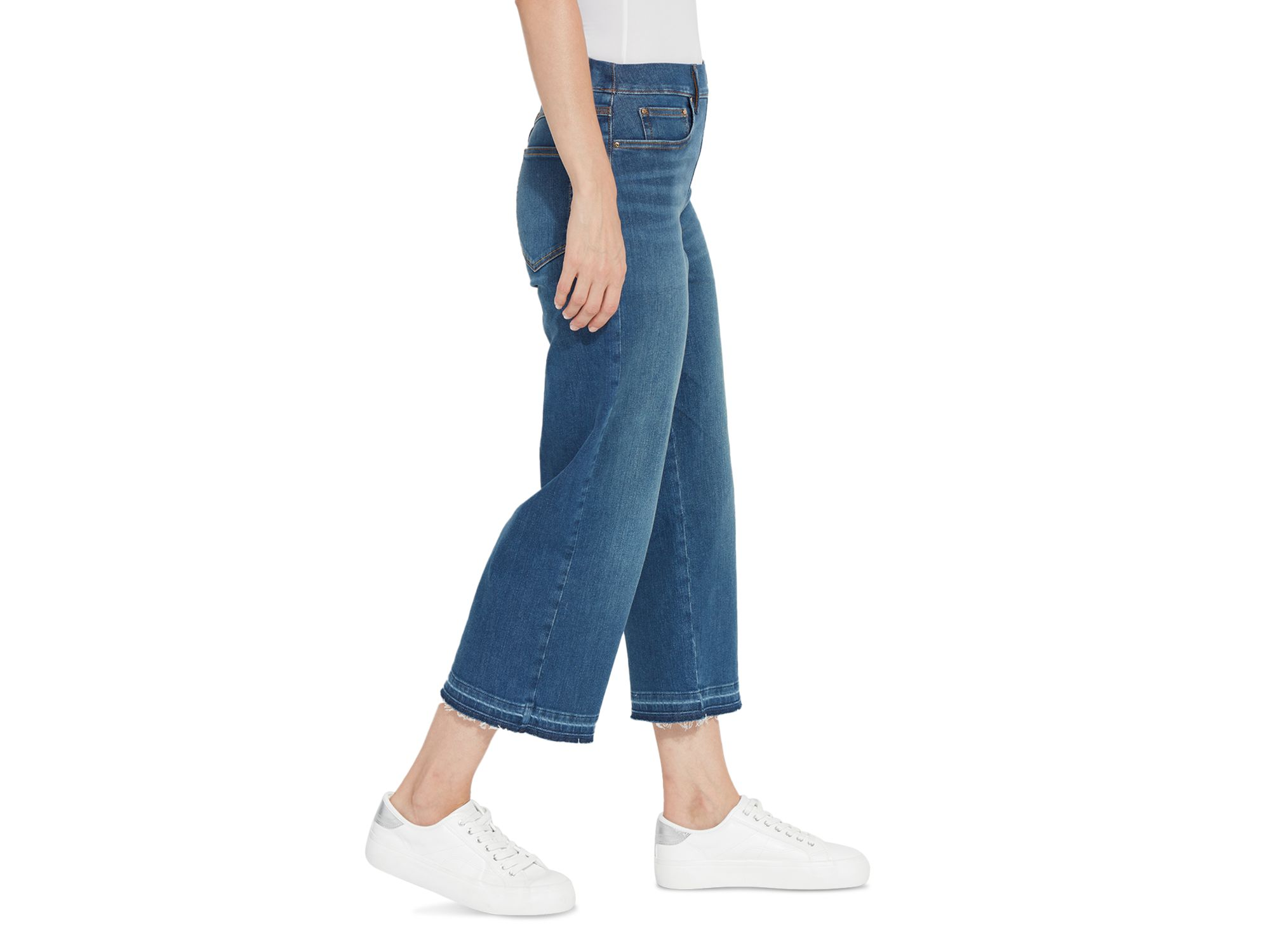 Frances High Rise Cropped Wide Leg Jeans in Authentic Midwash — Image 4
