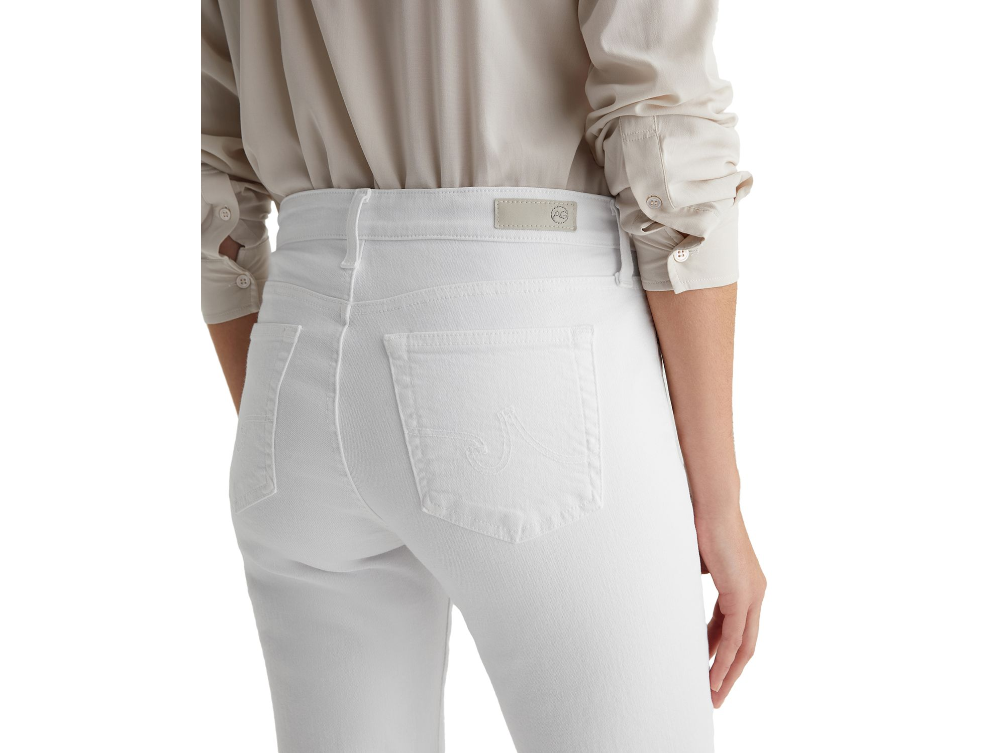Mari Mid Rise Crop Jeans in Gallery White — Image 3