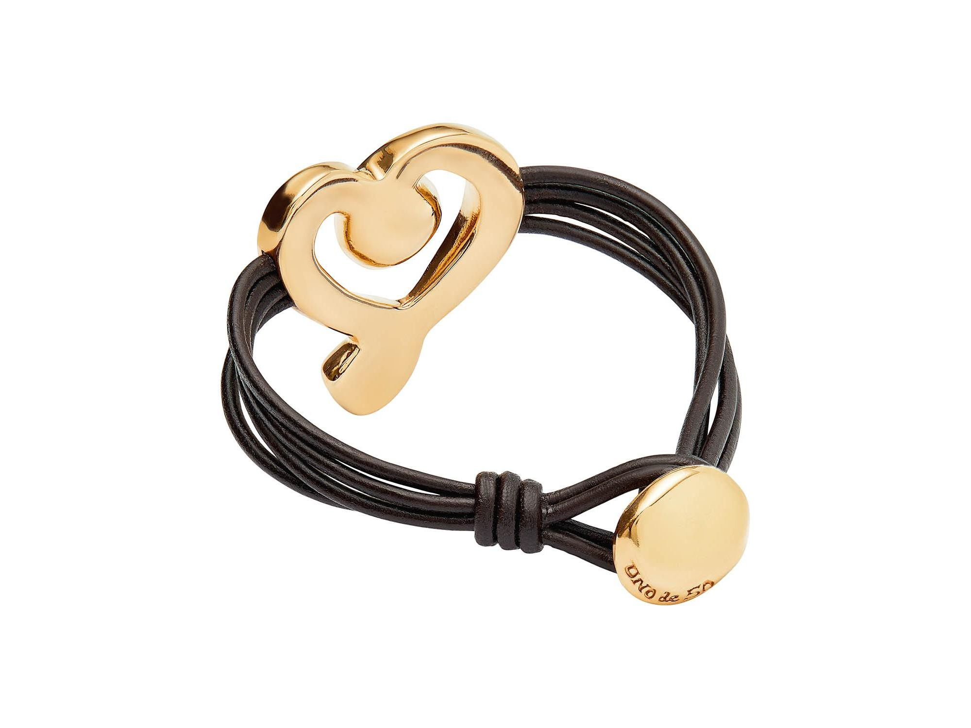Black Crystal Heart Leather Bracelet — Image 3