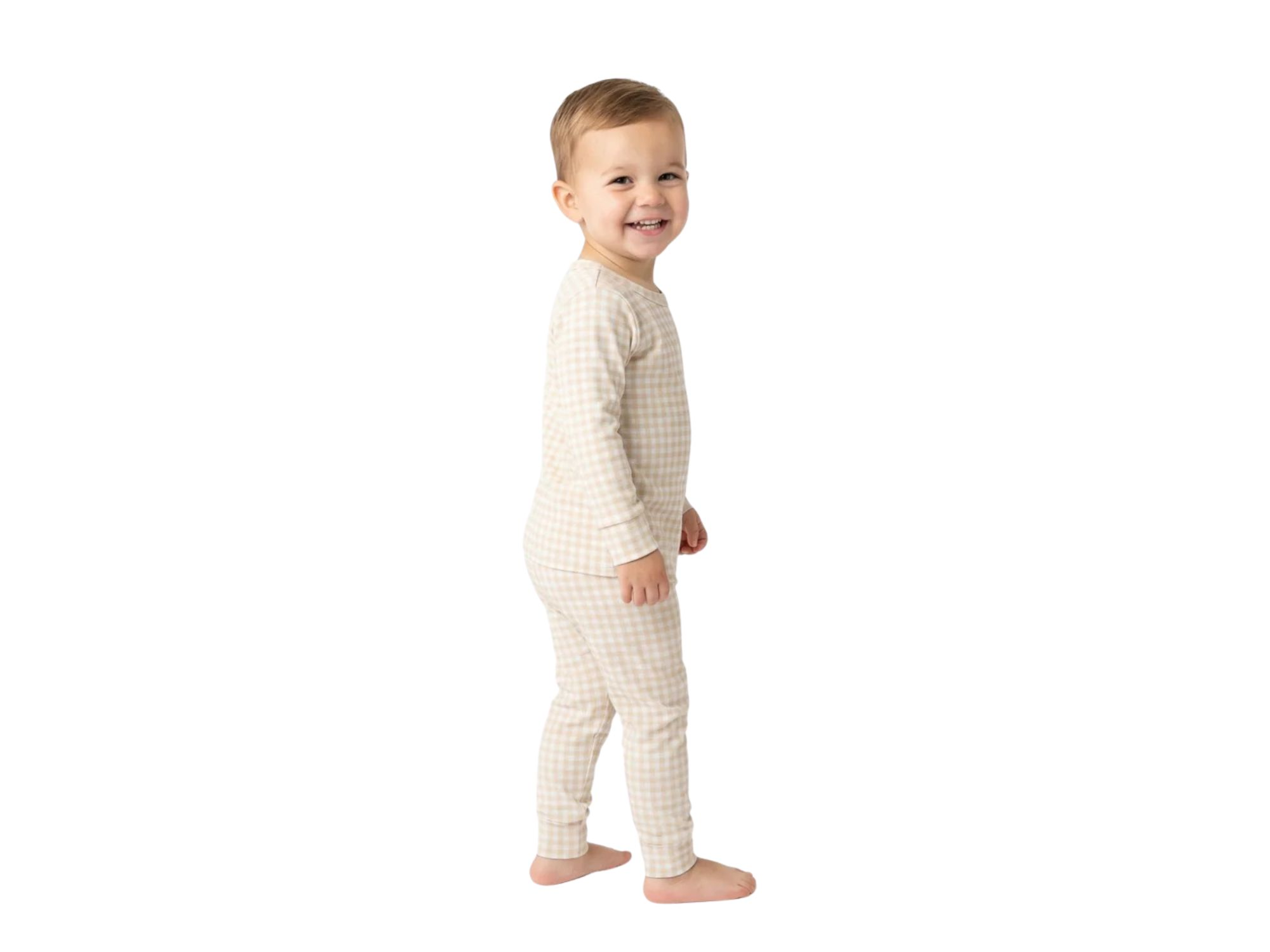 Boys' Sandstone Gingham Pajama Set - Baby, Little Kid — Image 8