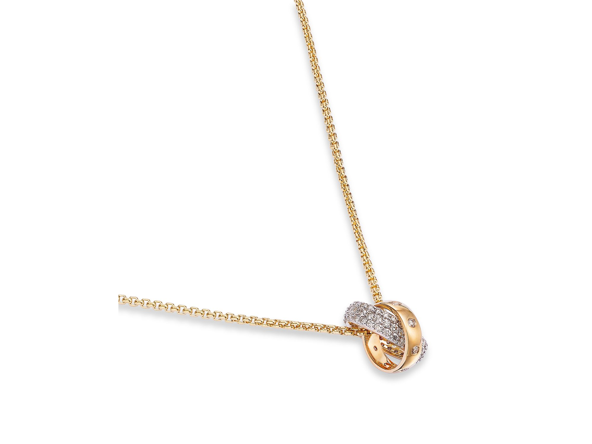Diamond Interlocking Pendant Necklace in 14K Yellow Gold, 1.0 tcw — Image 4