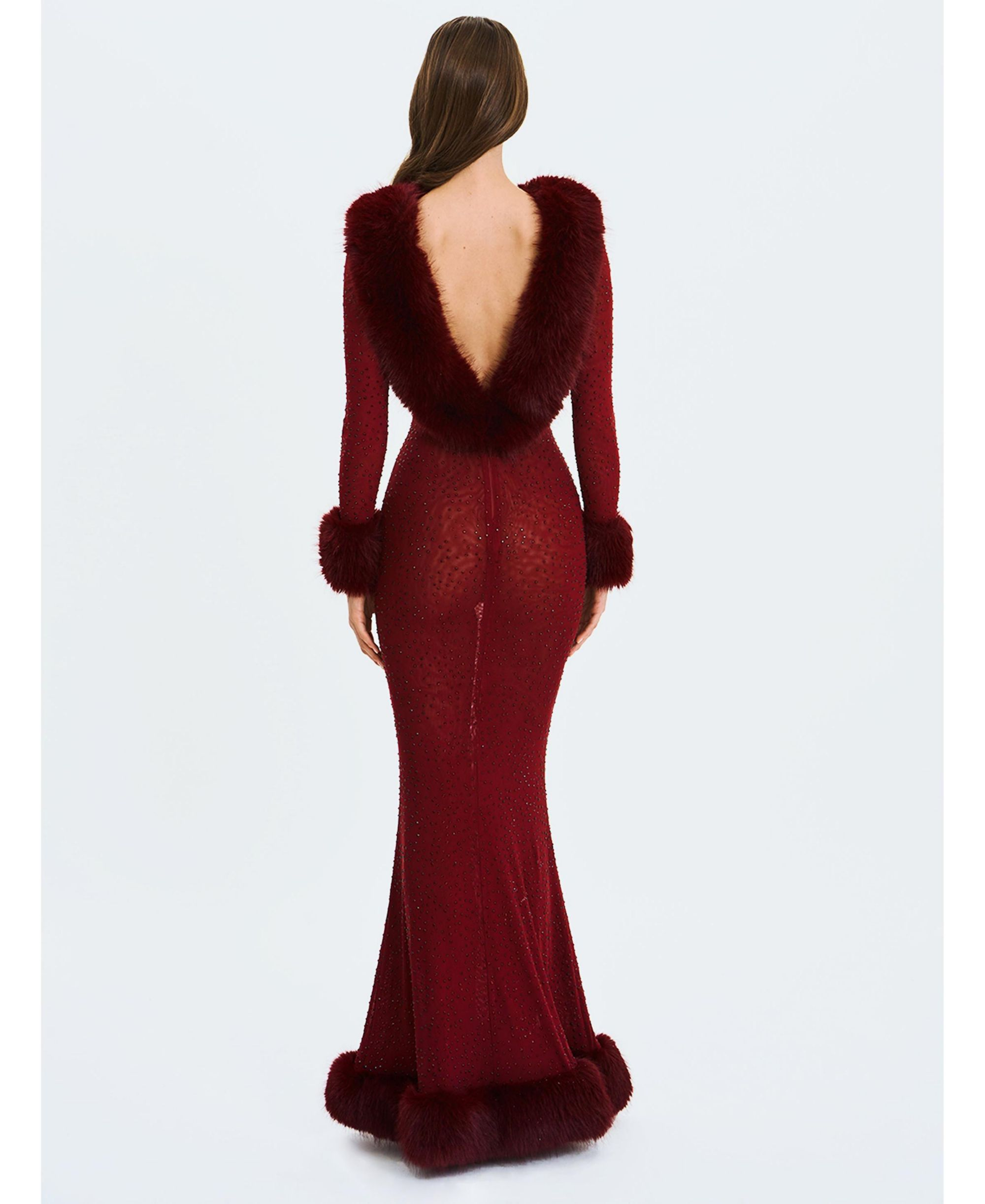Melrose Petite-Length Rhinestone Mesh Low Back Mermaid Dress — Image 10
