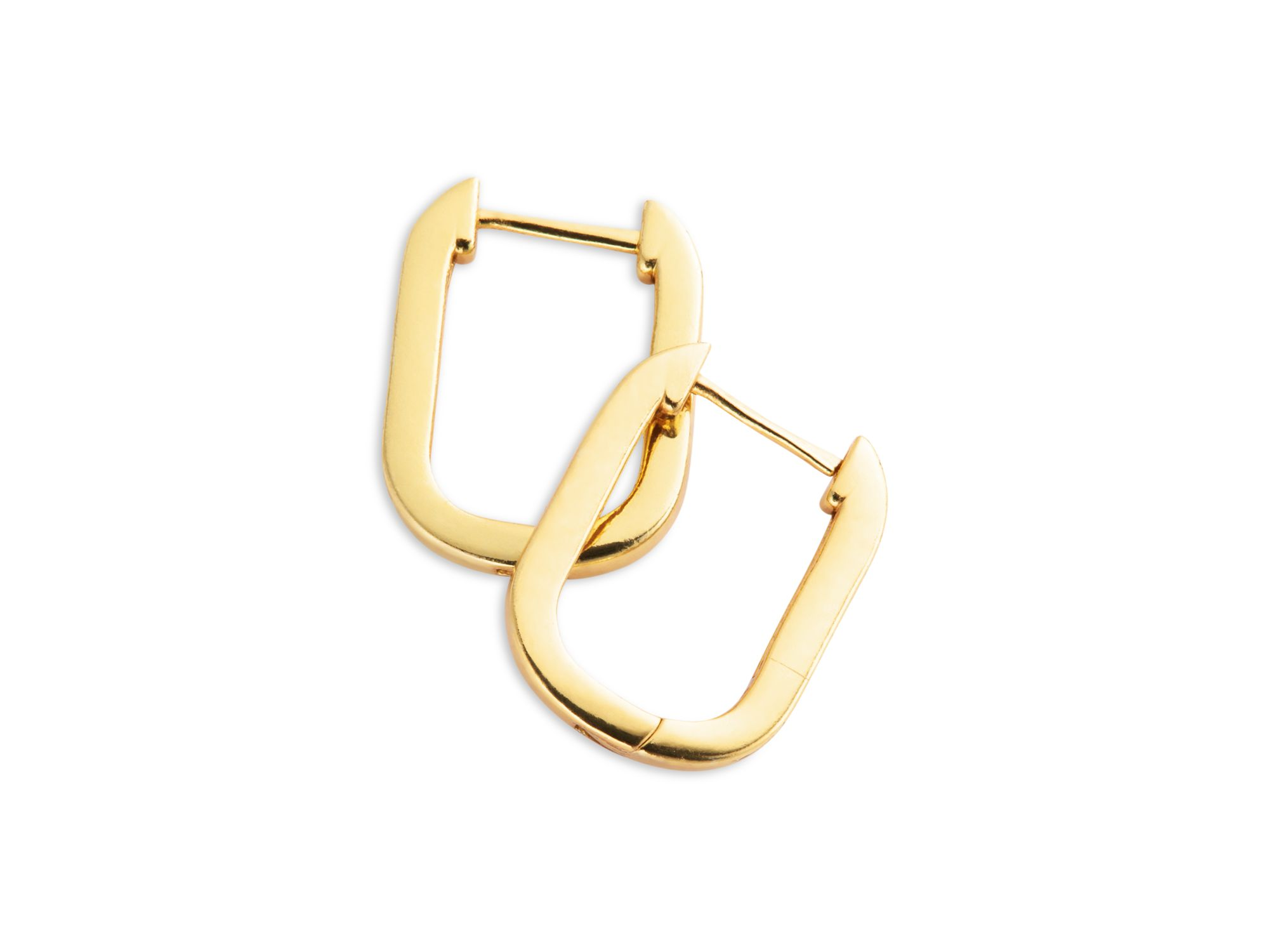 18K Yellow Gold Plated Sterling Silver Oval Huggie Hoop Earrings - Exclusive — Image 3