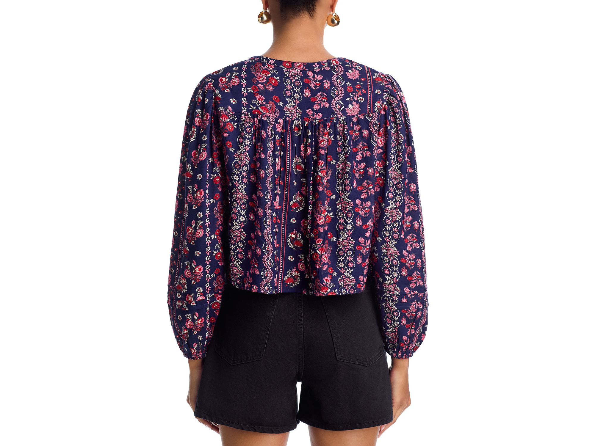 Paisley Tie Front Long Sleeve Top - Exclusive — Image 3