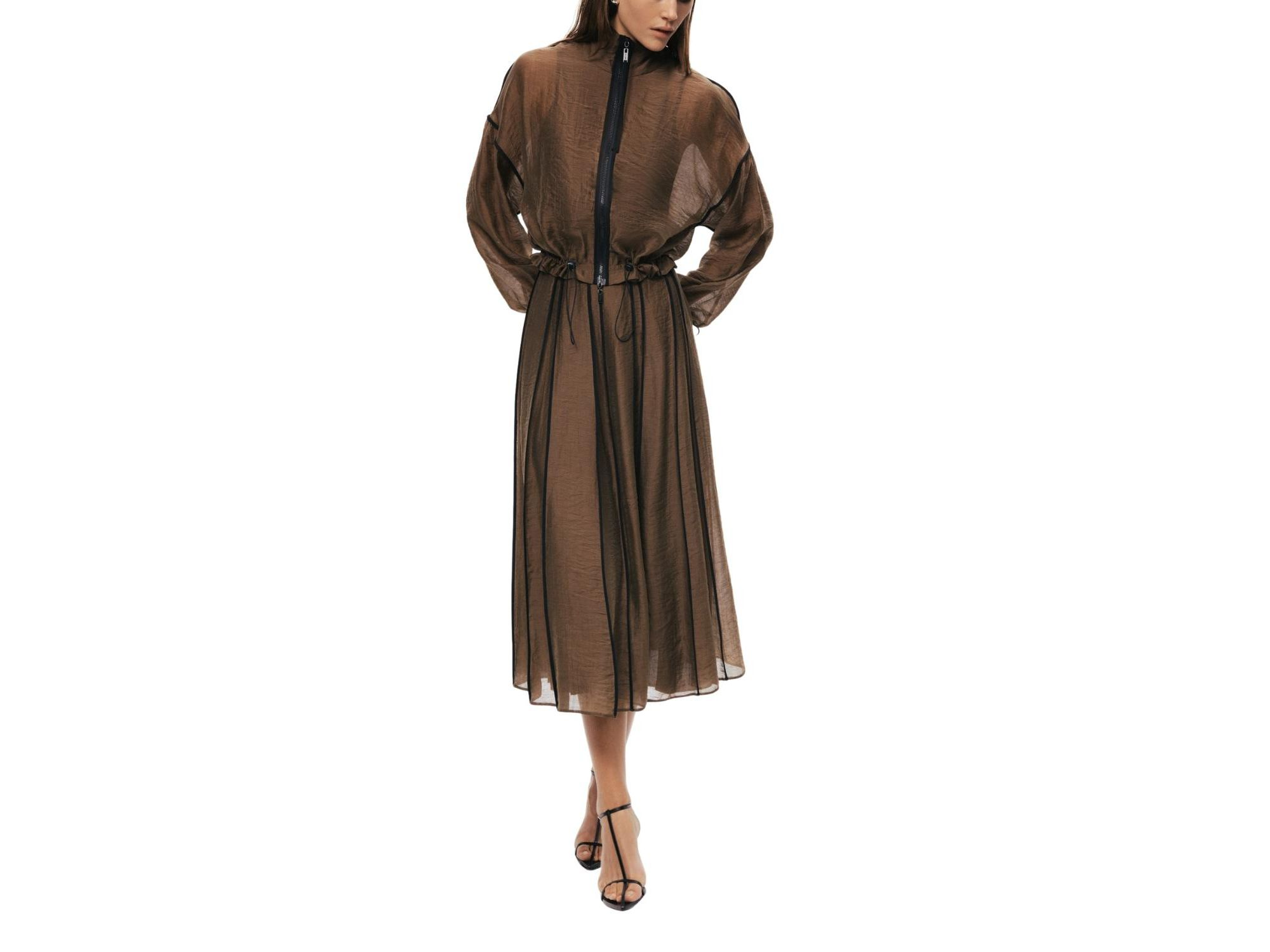 Sheer Pleated Midi Skirt — Image 8