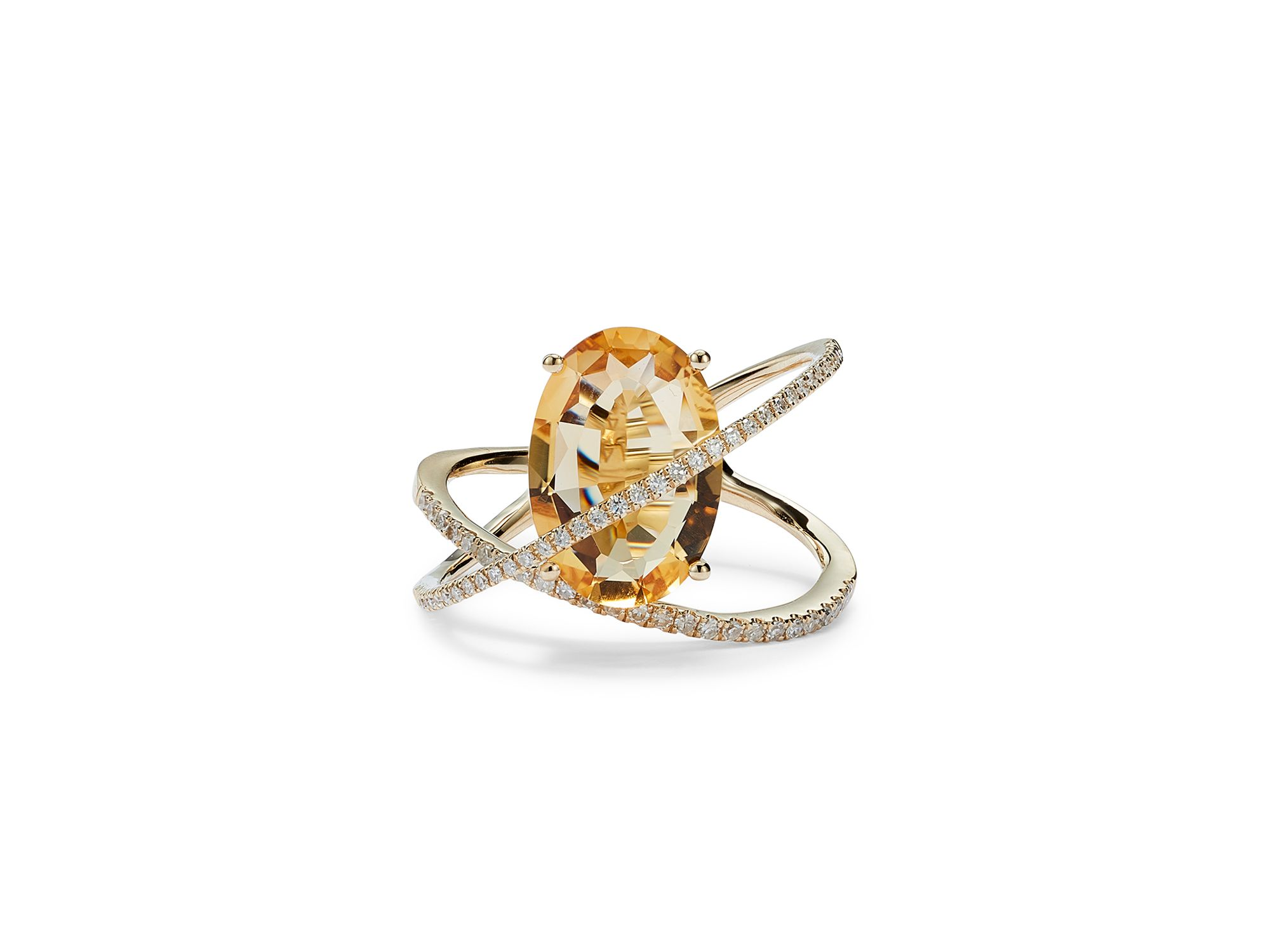 Citrine & Diamond Statement Ring in 14K Yellow Gold — Image 4