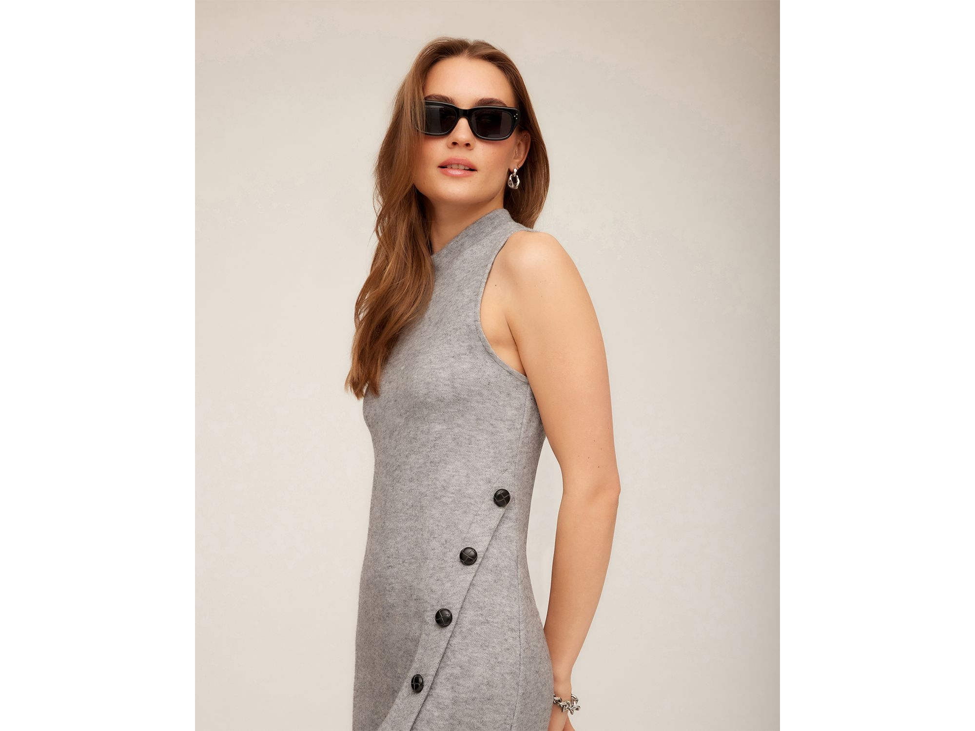 Lauren Button Detail Midi Dress — Image 3