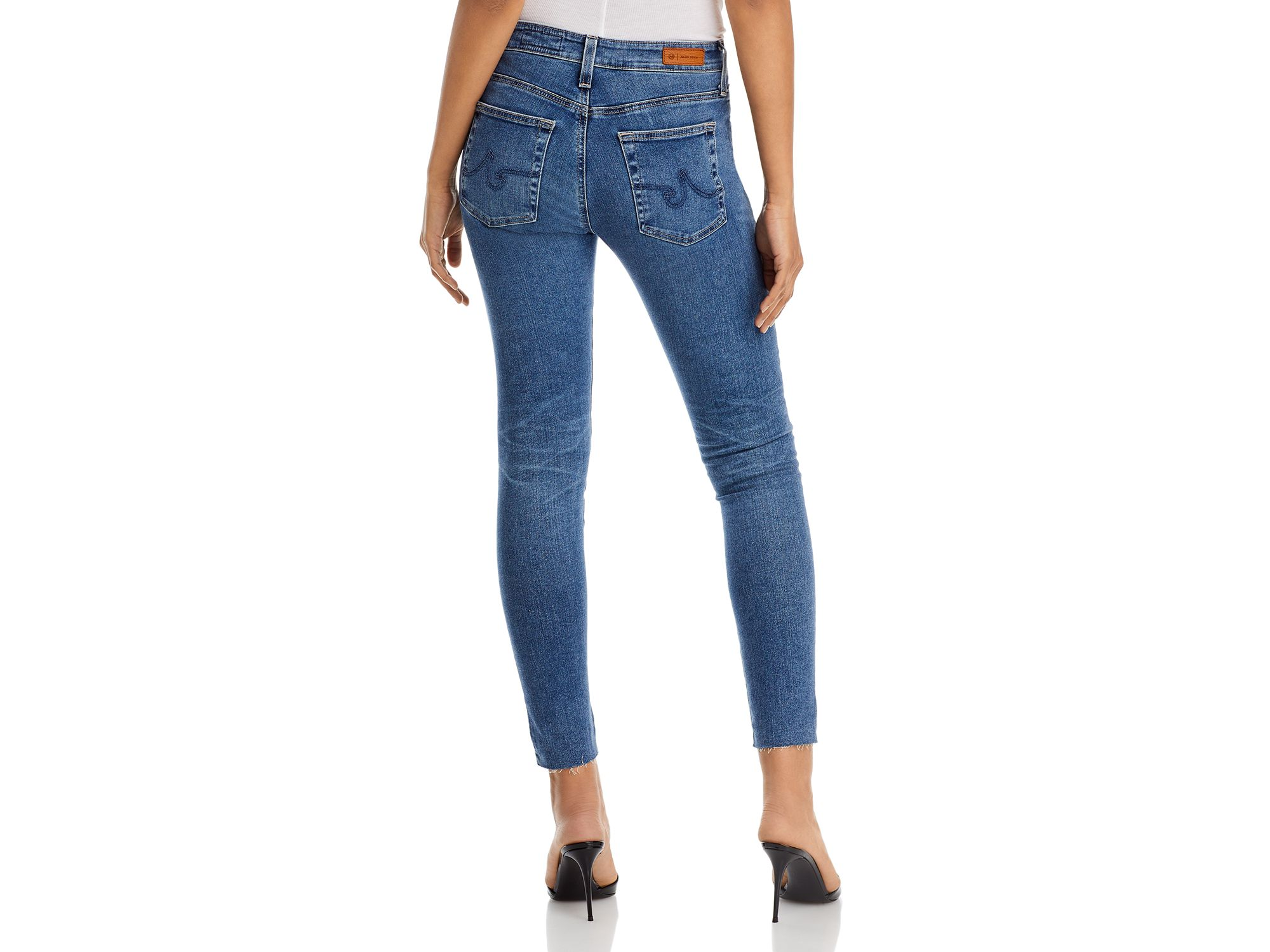 Farrah Mid Rise Raw Hem Ankle Skinny Jeans in 12 Years Fluid — Image 4