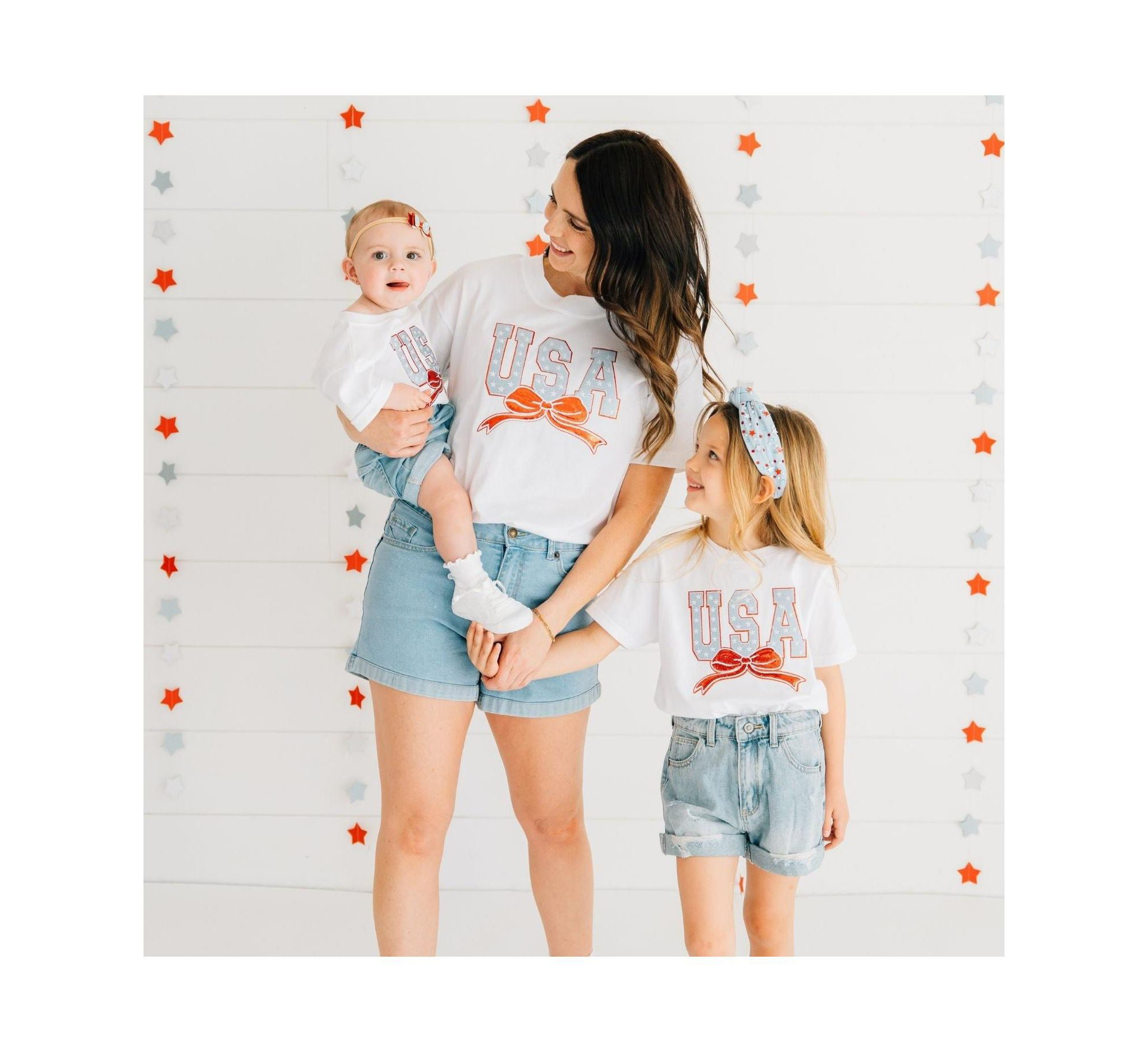 Girls' USA Stars & Bow Patch Short Sleeve T-Shirt - Big Kid — Image 3
