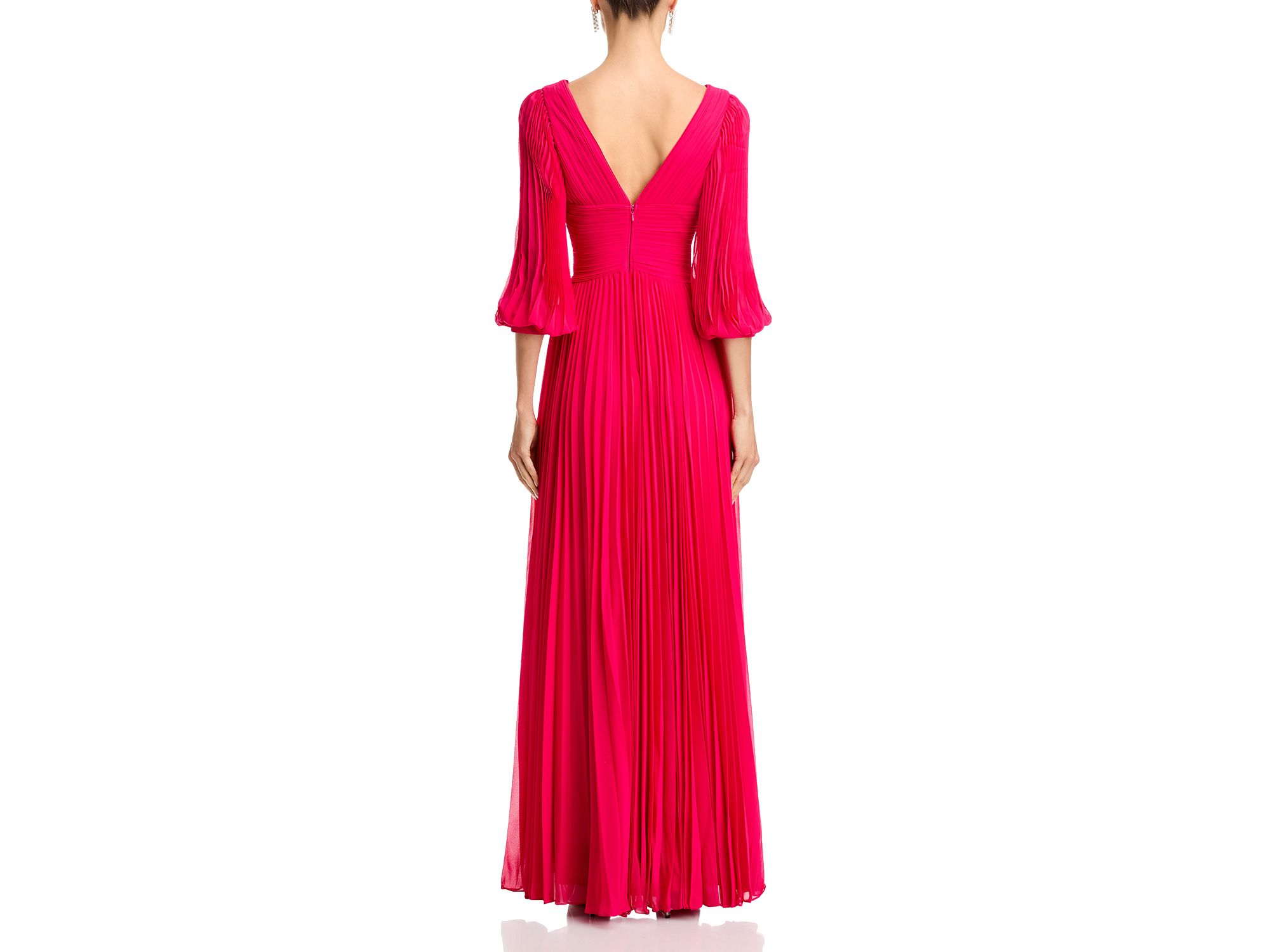 Chiffon Pleated V Neck Gown — Image 5