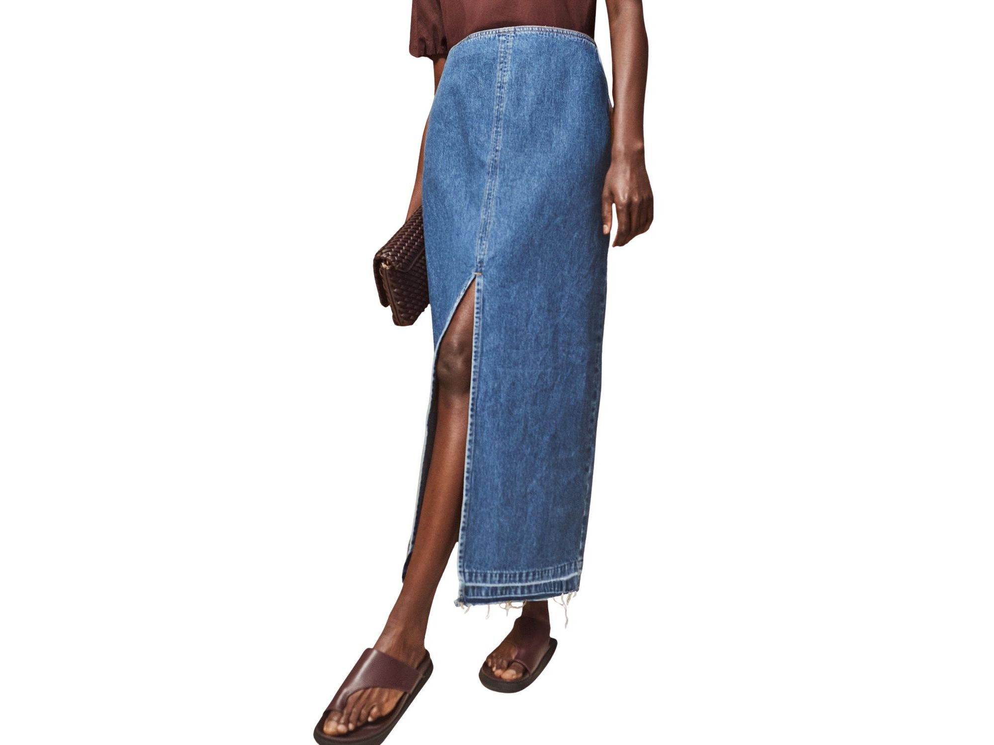 Denim Split Front Maxi Skirt — Image 3