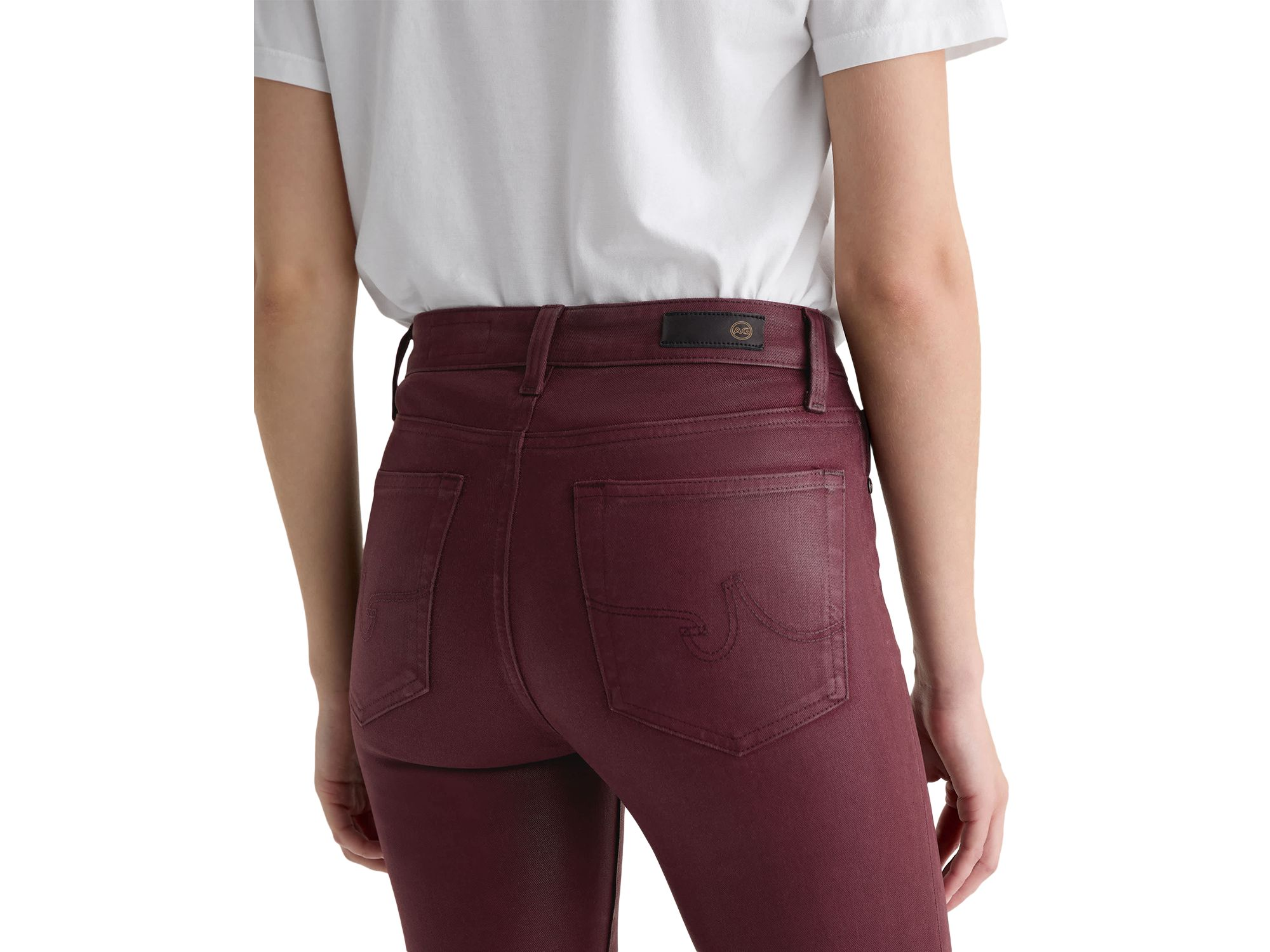 Mari Coated Mid Rise Slim Jeans in Winery — Image 3