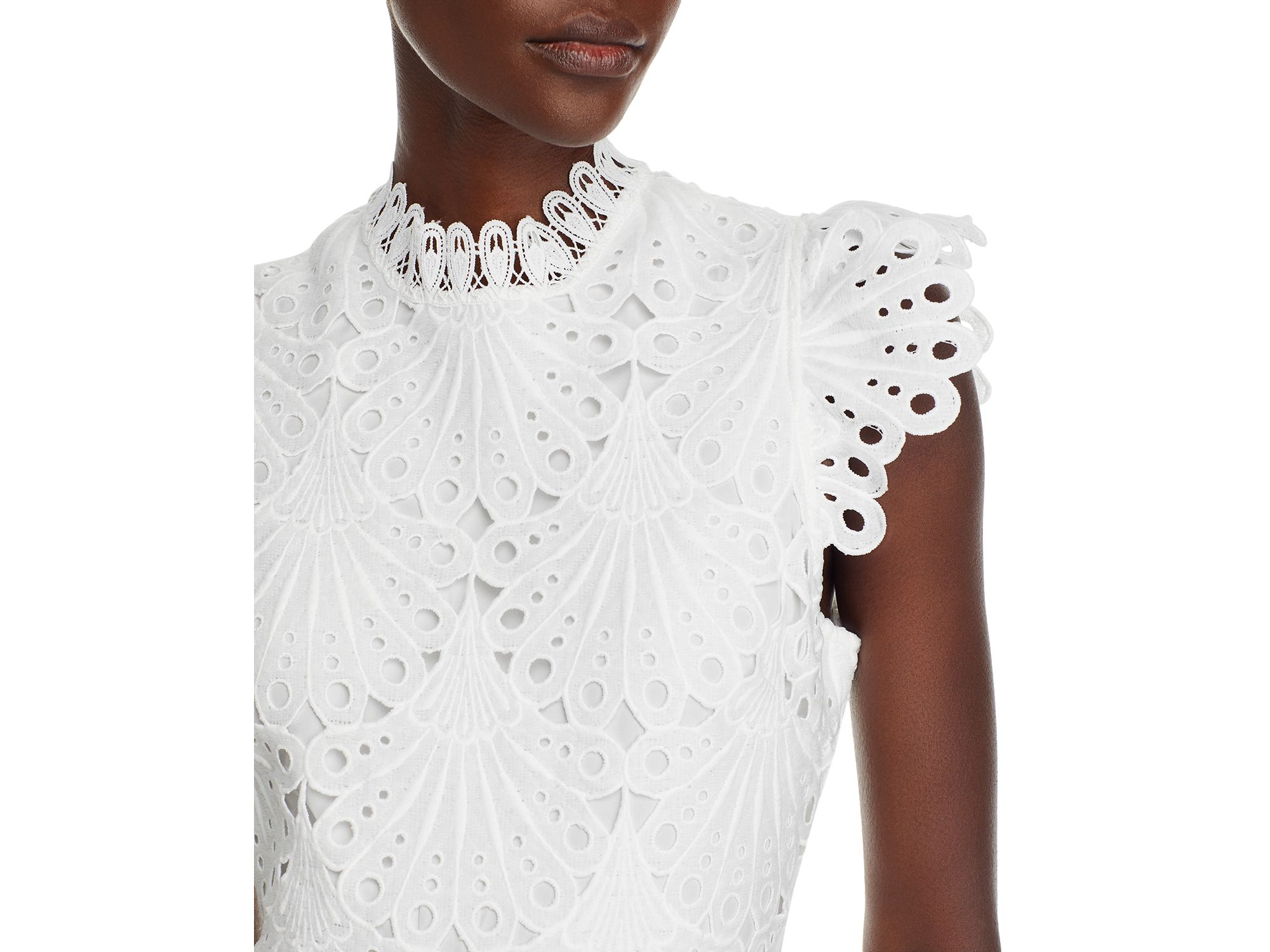 Mock Neck Lace Shift Dress - Exclusive — Image 3