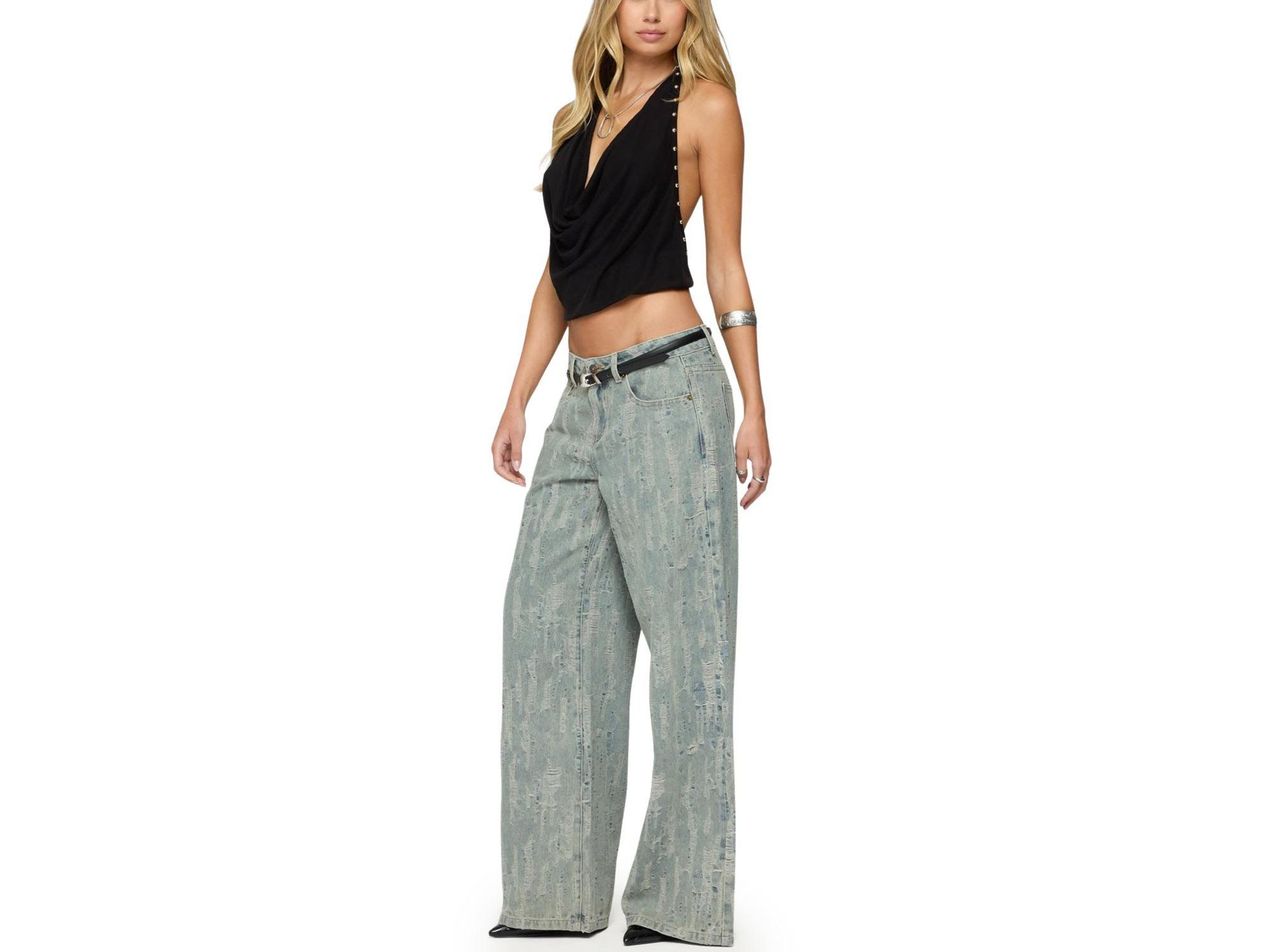 Irina Stud Cowl Neck Halter Top — Image 3