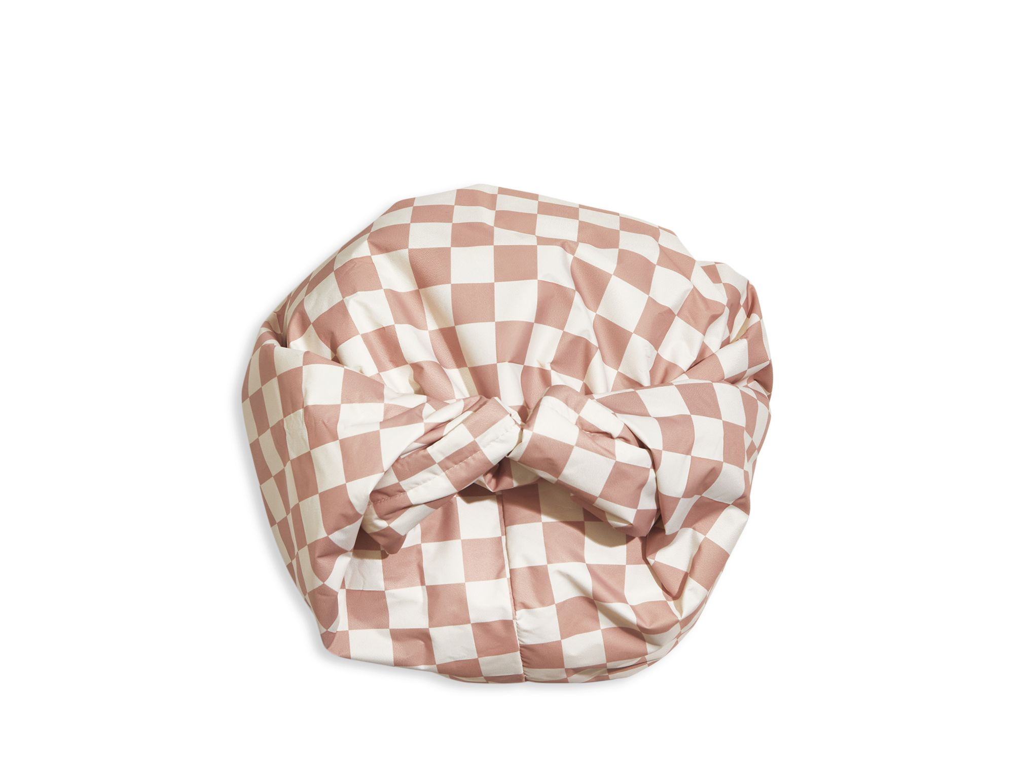 Satin Lined Flexi Shower Cap - Terracotta Checker — Image 3