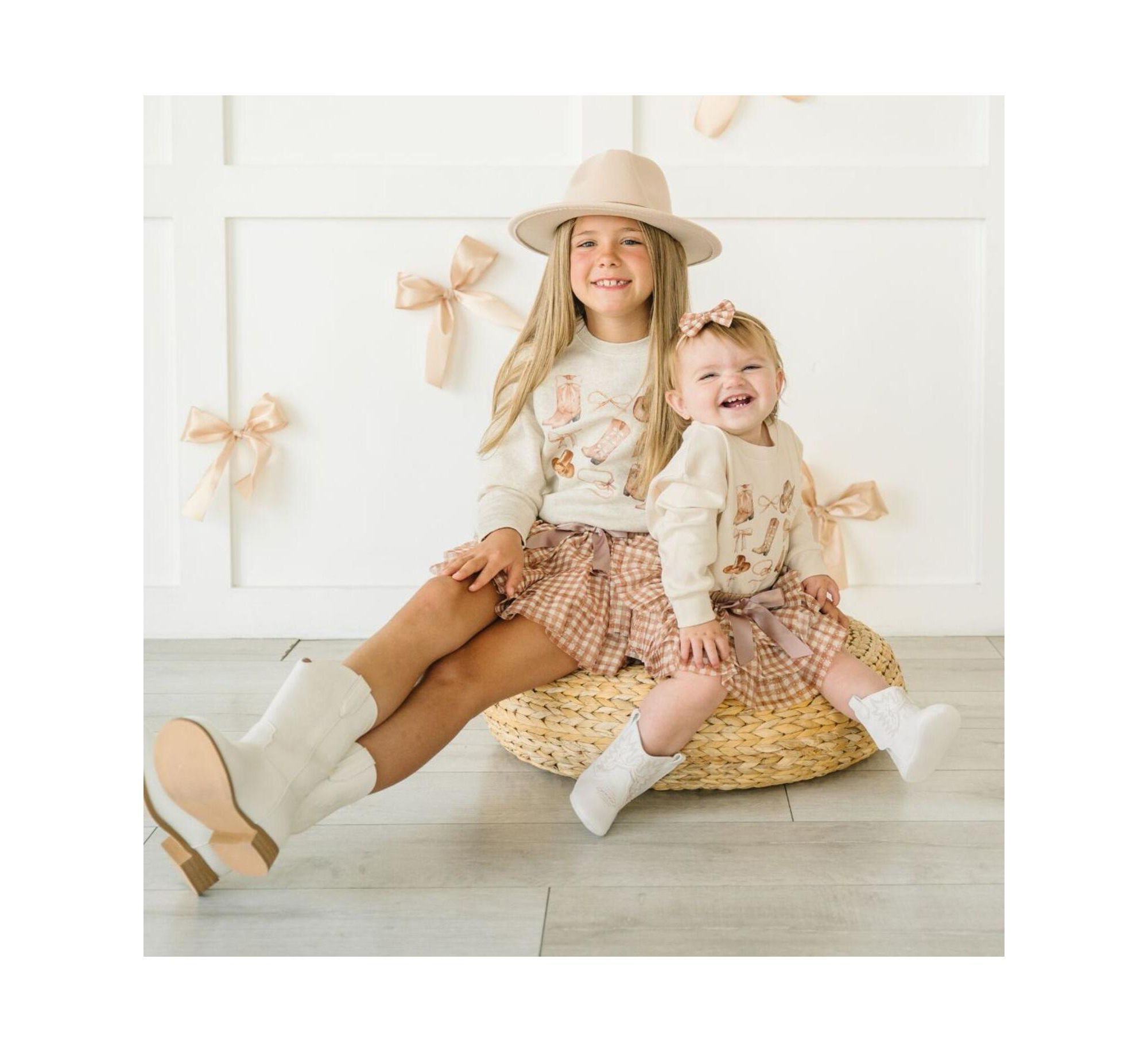 Girls' Gingham Printed Tulle Bow Baby Headband — Image 3