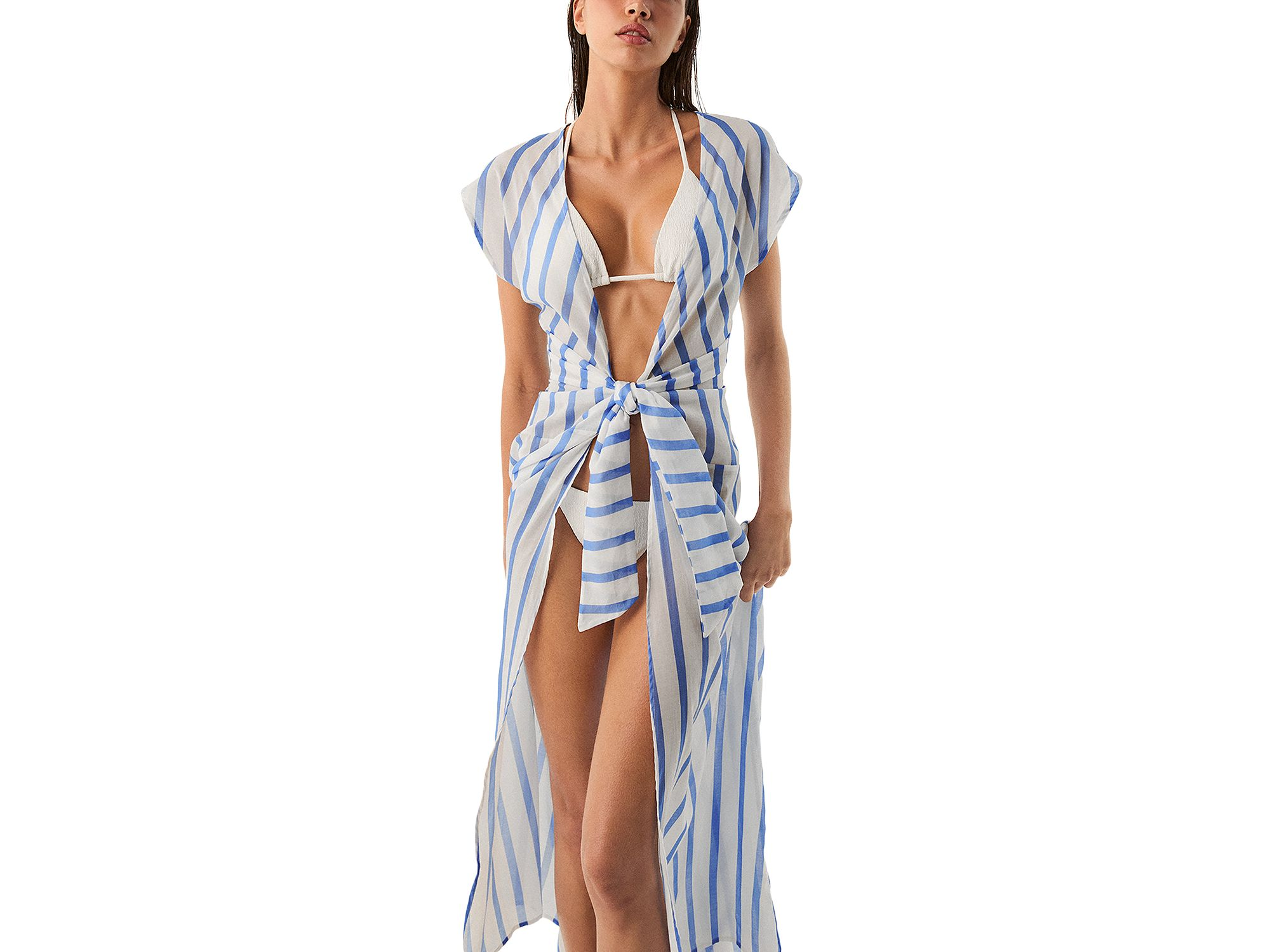 Sasha Stripe Long Swim Cover Up — Image 3