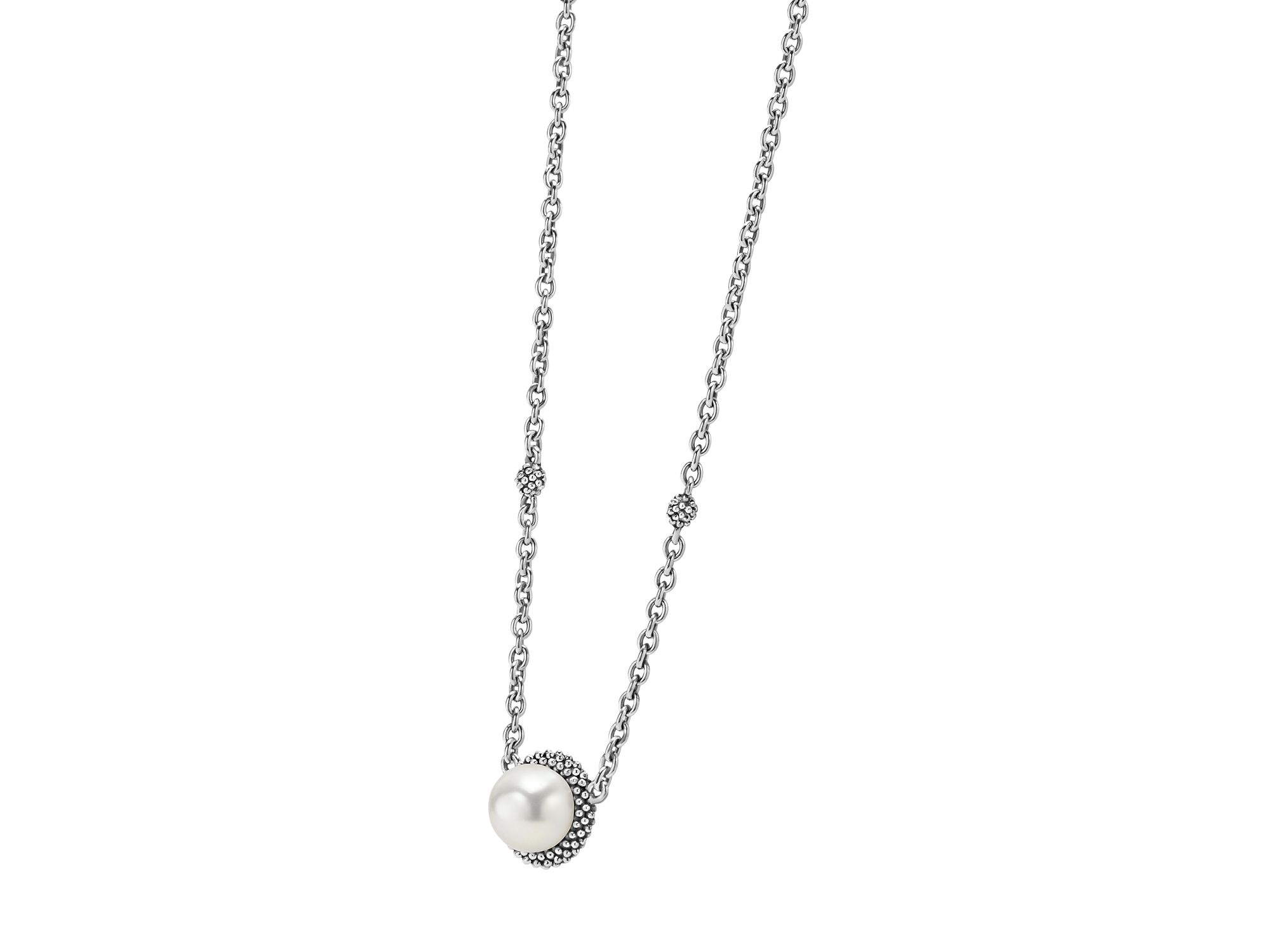 Luna Sterling Silver & Cultured Freshwater Pearl Pendant Necklace, 16" — Image 3