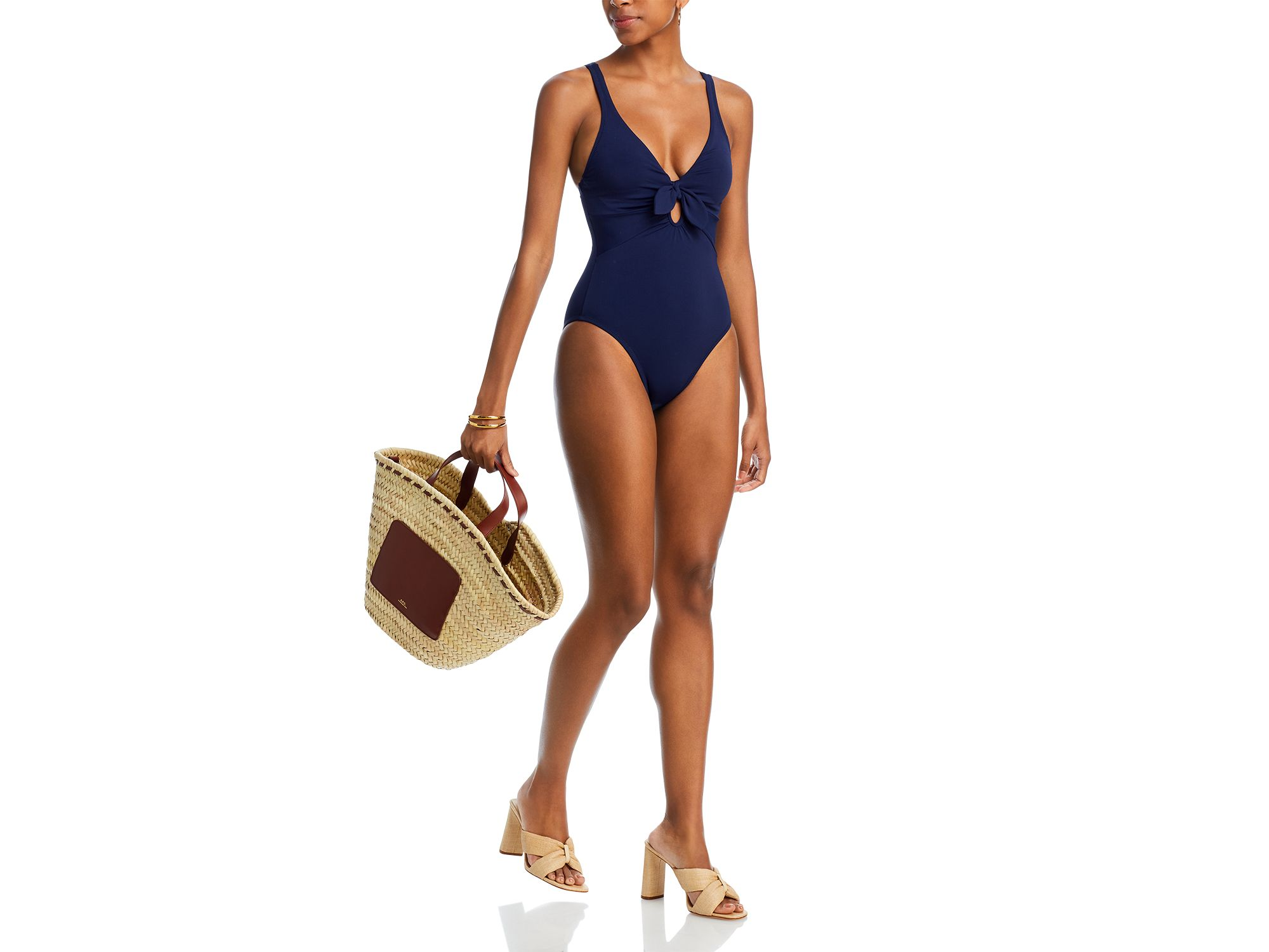 Ava Plunge Neck Tie-Front One Piece Swimsuit — Image 5