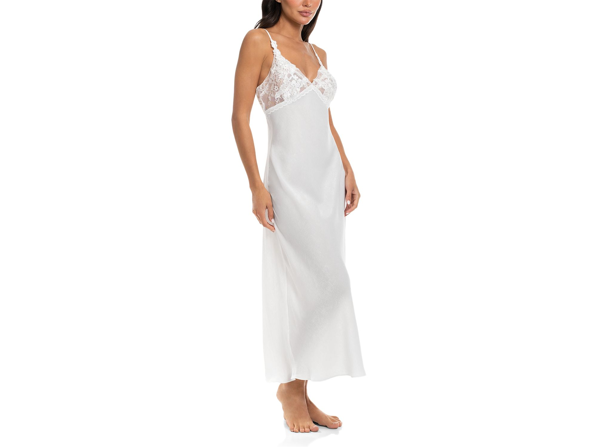 Lace Embellished Shimmer Satin Nightgown — Image 3