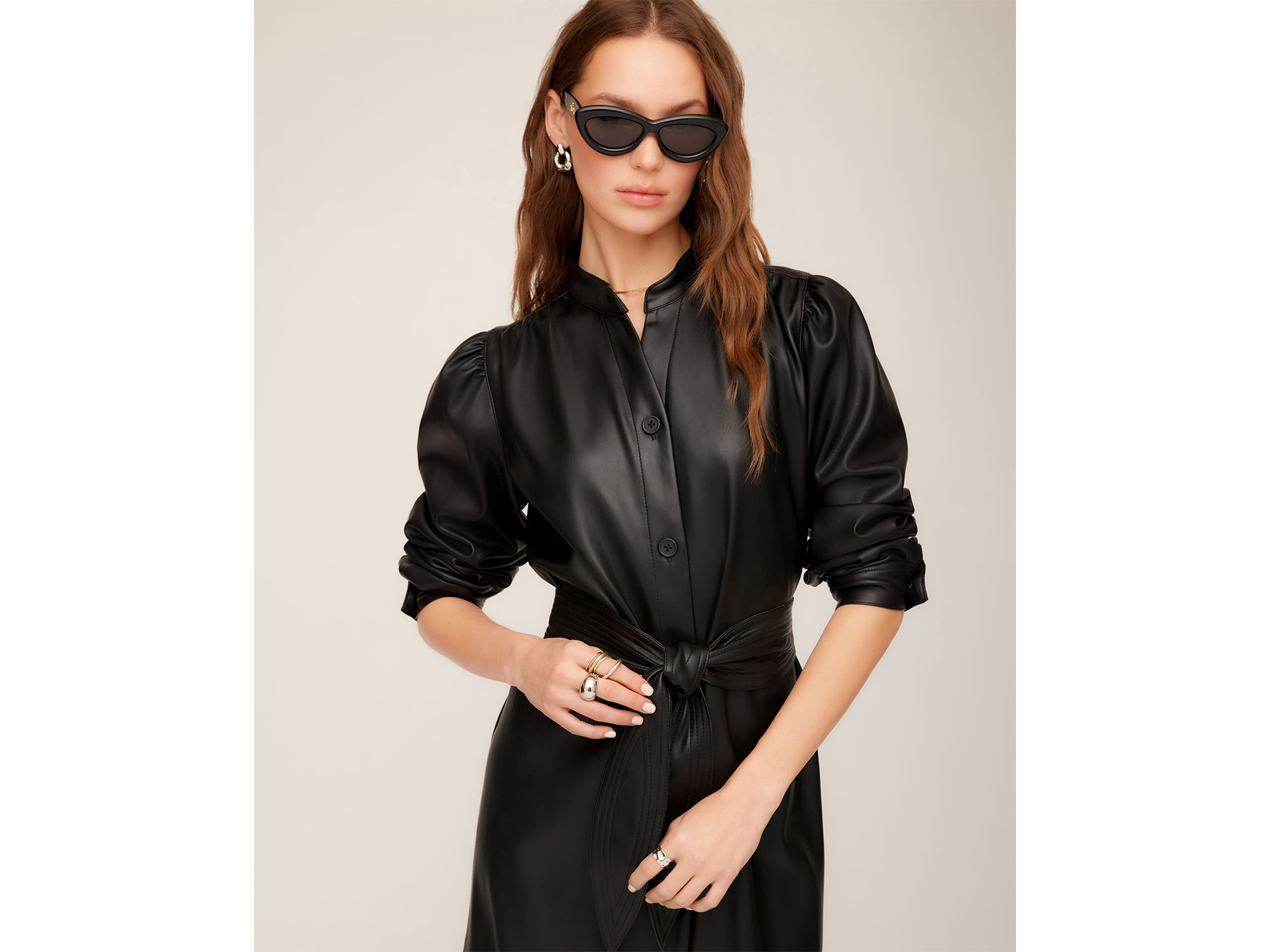 Jennifer Faux Leather Shirtdress — Image 5