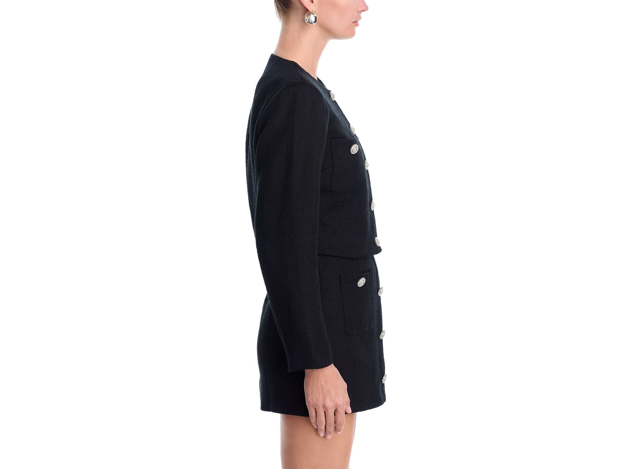 Tweed Rhinestone Button Jacket - Exclusive — Image 4