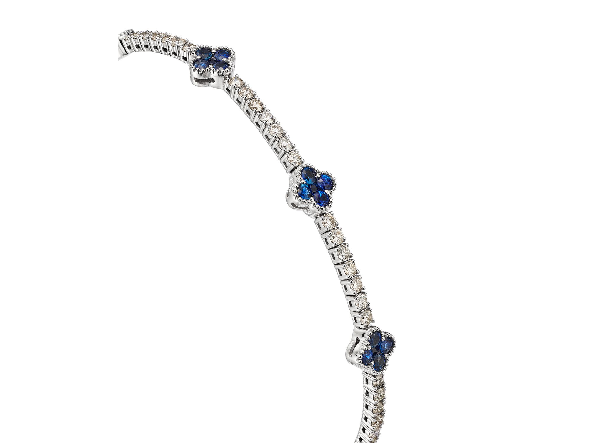 Sapphire & Diamond Flexible Bangle in 14K White Gold — Image 3