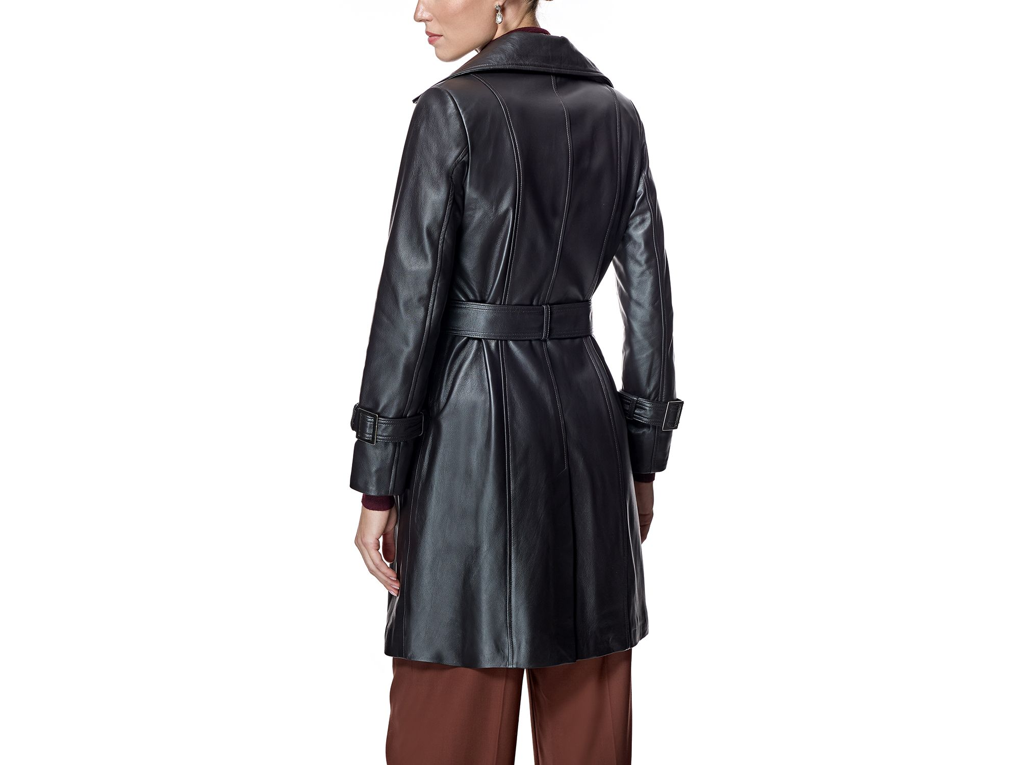 Leather Belted Trench Coat — Image 5