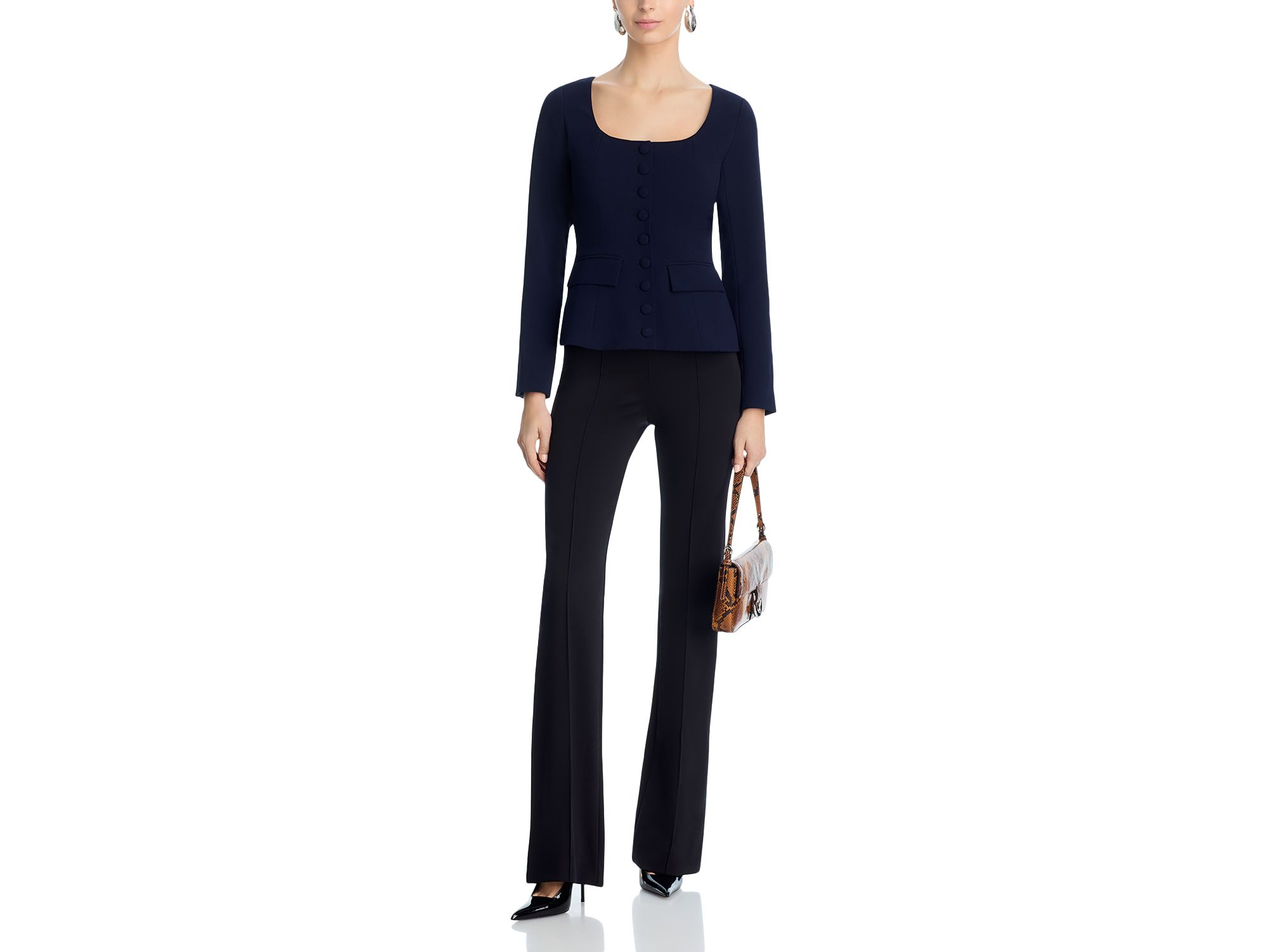 Scoop Neck Button Front Blazer - Exclusive — Image 4