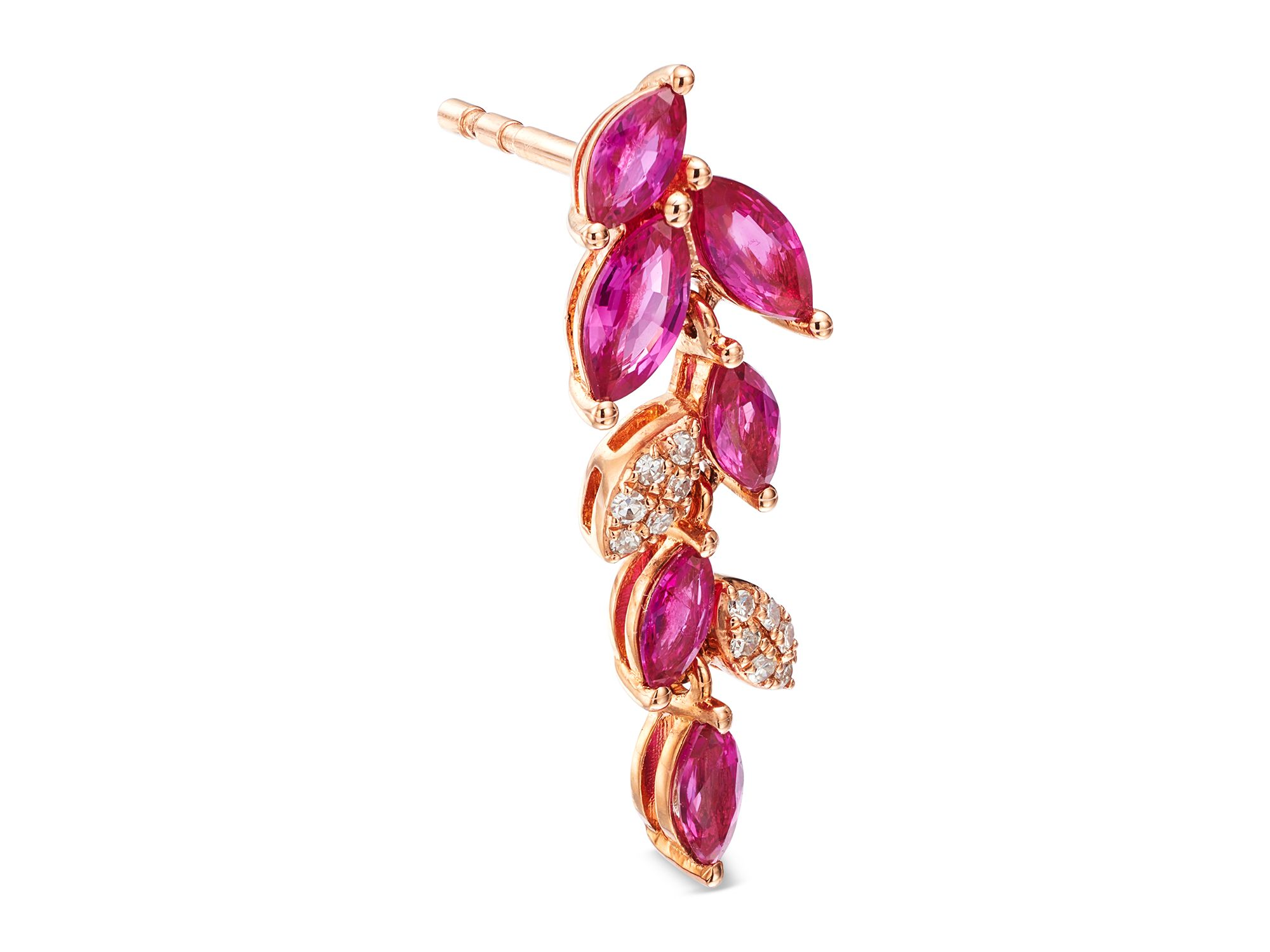 Ruby & Diamond Drop Earrings in 14K Rose Gold — Image 3
