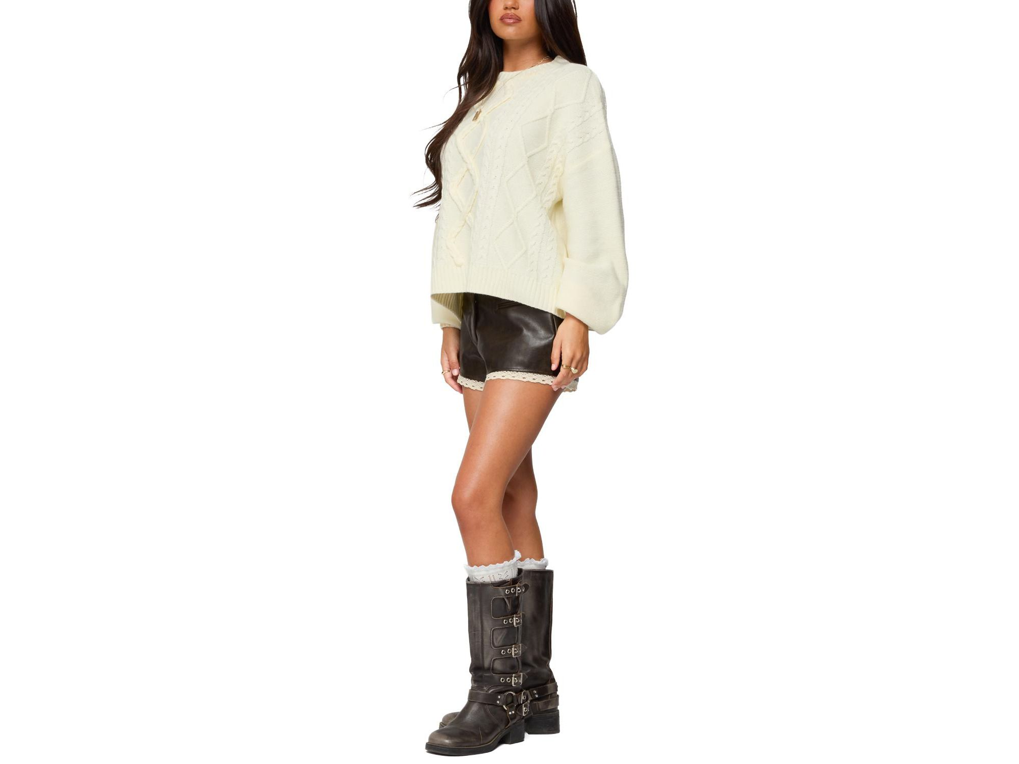 Braided Cable Knit Oversized Sweater — Image 5