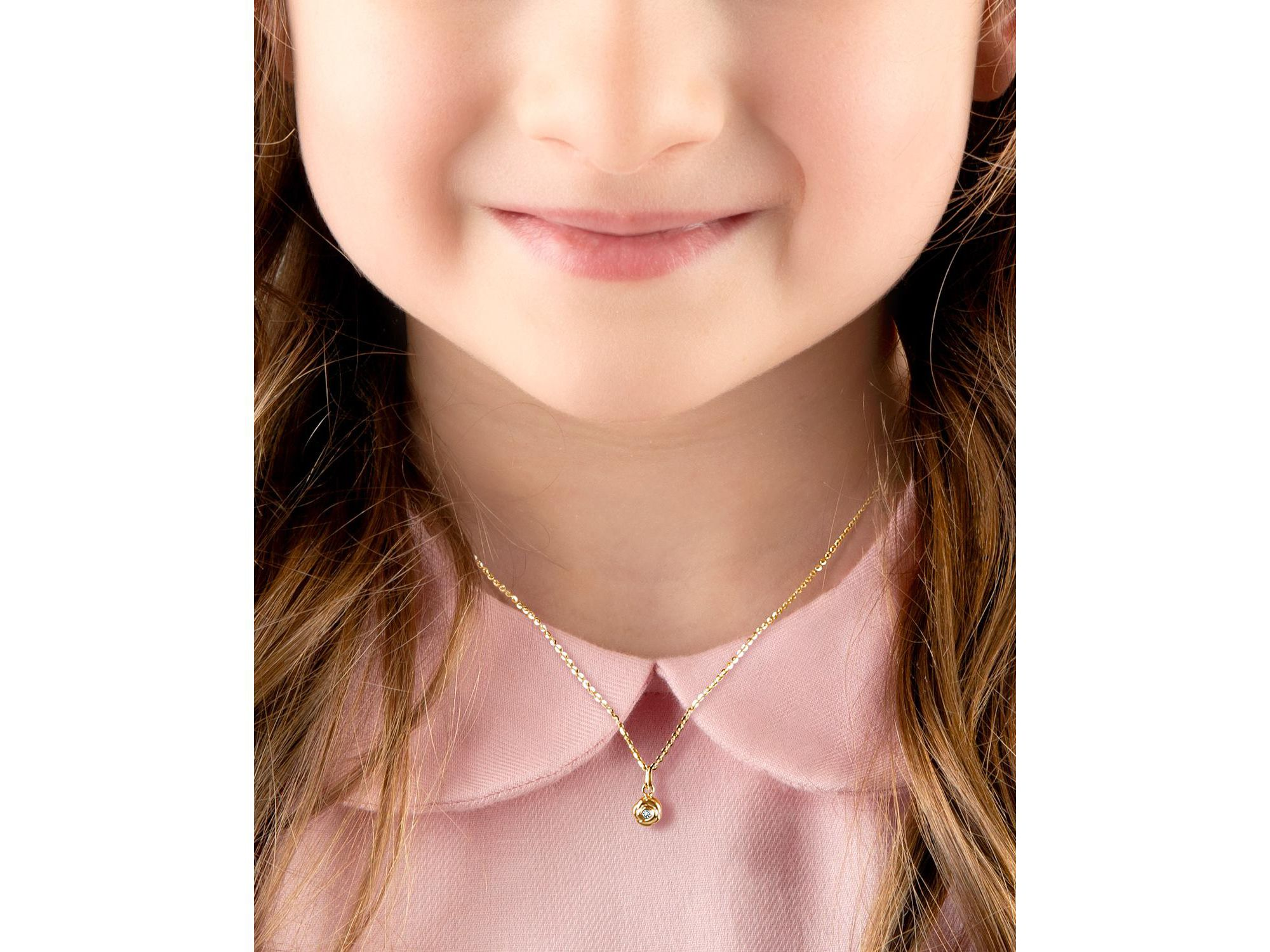 Children's 14K Gold Blushing Rose Girls' 12-14" Necklace — Image 3