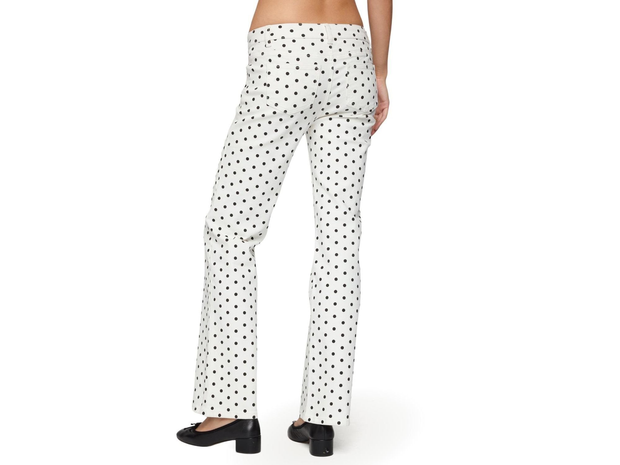 Romily Polka Dot Low Rise White Wash Jeans — Image 3