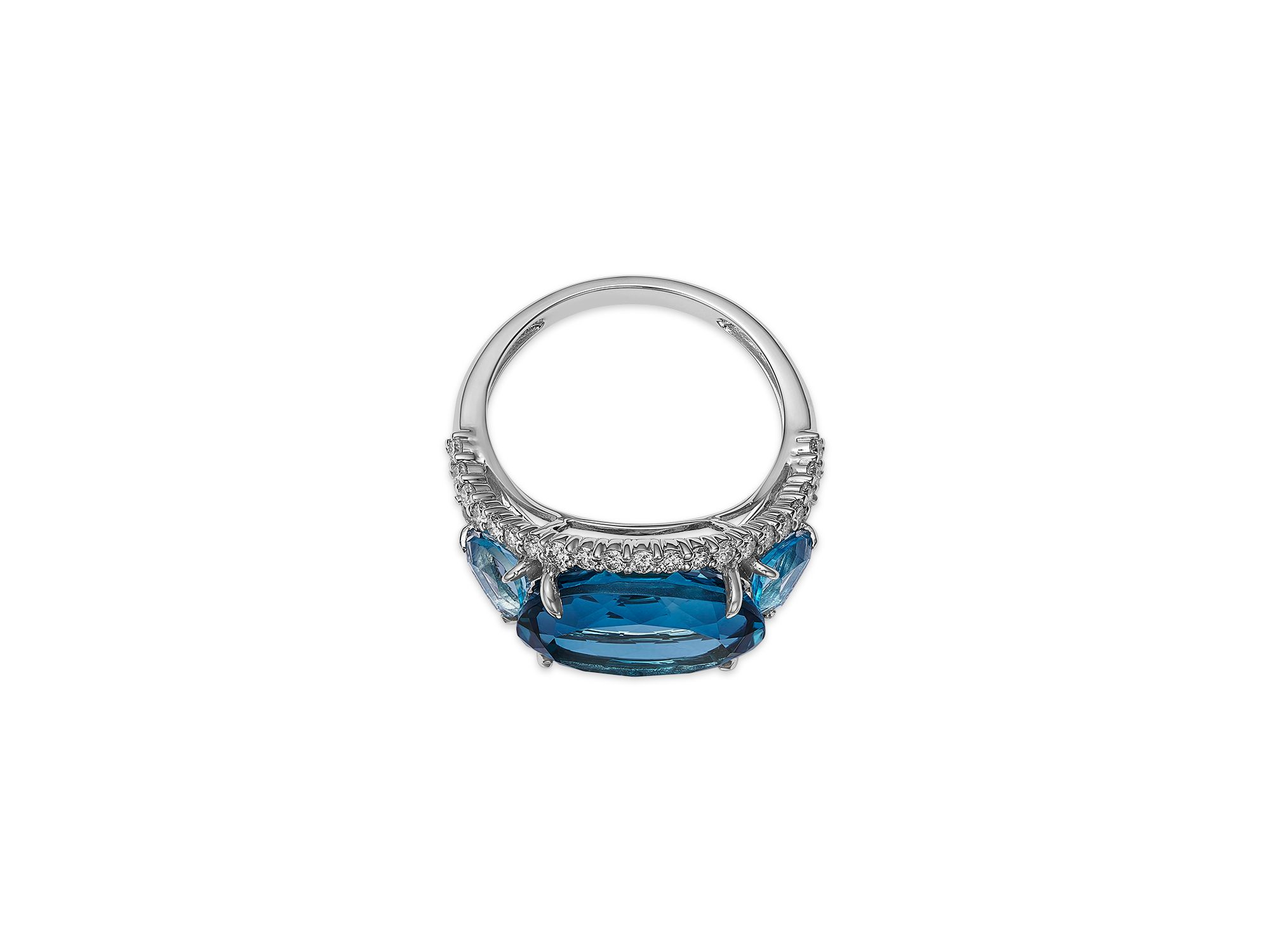Swiss Blue Topaz & Diamond Ring in 14K White Gold — Image 3