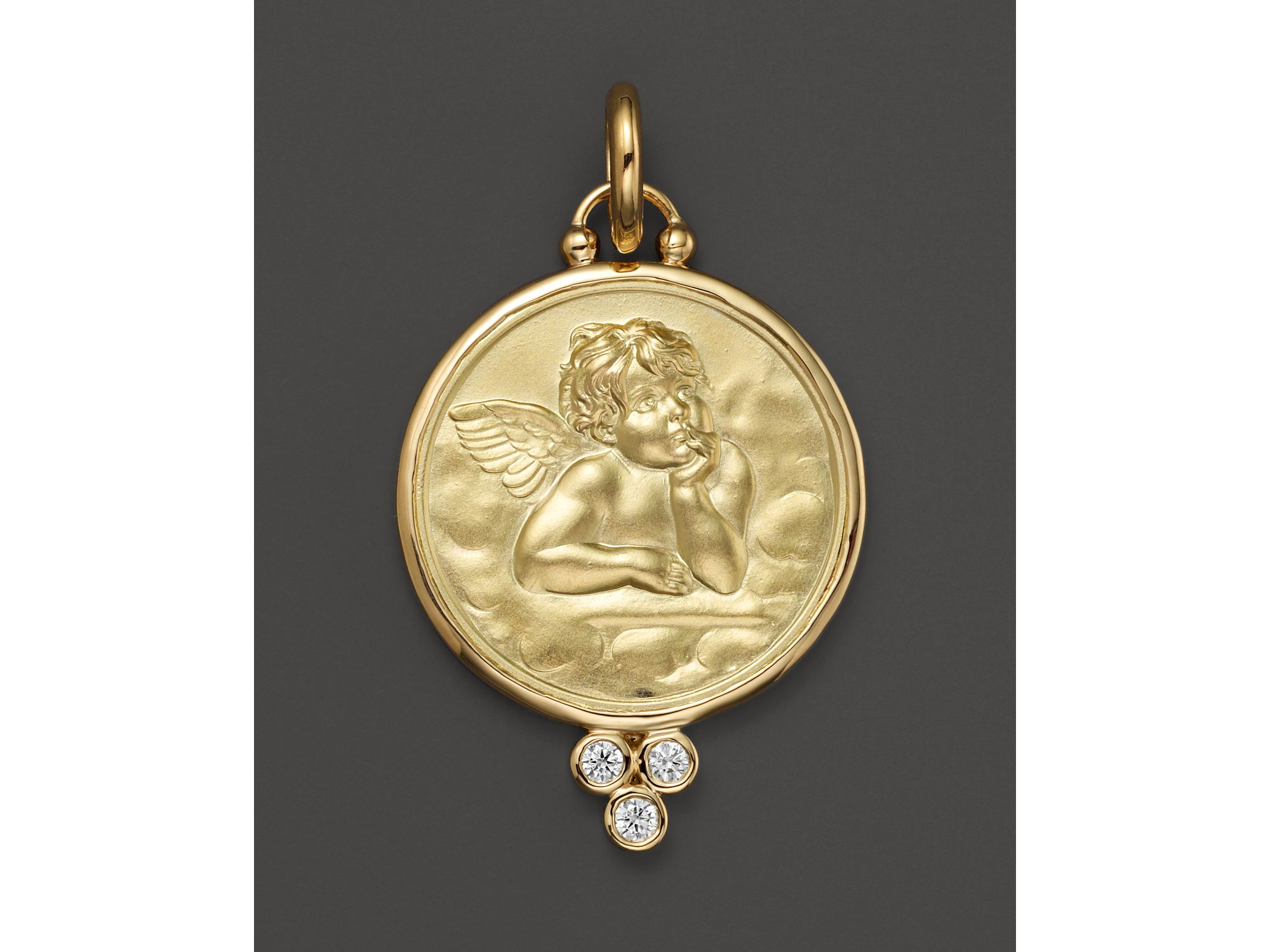 18K Gold 21mm Angel Pendant with Diamonds — Image 3