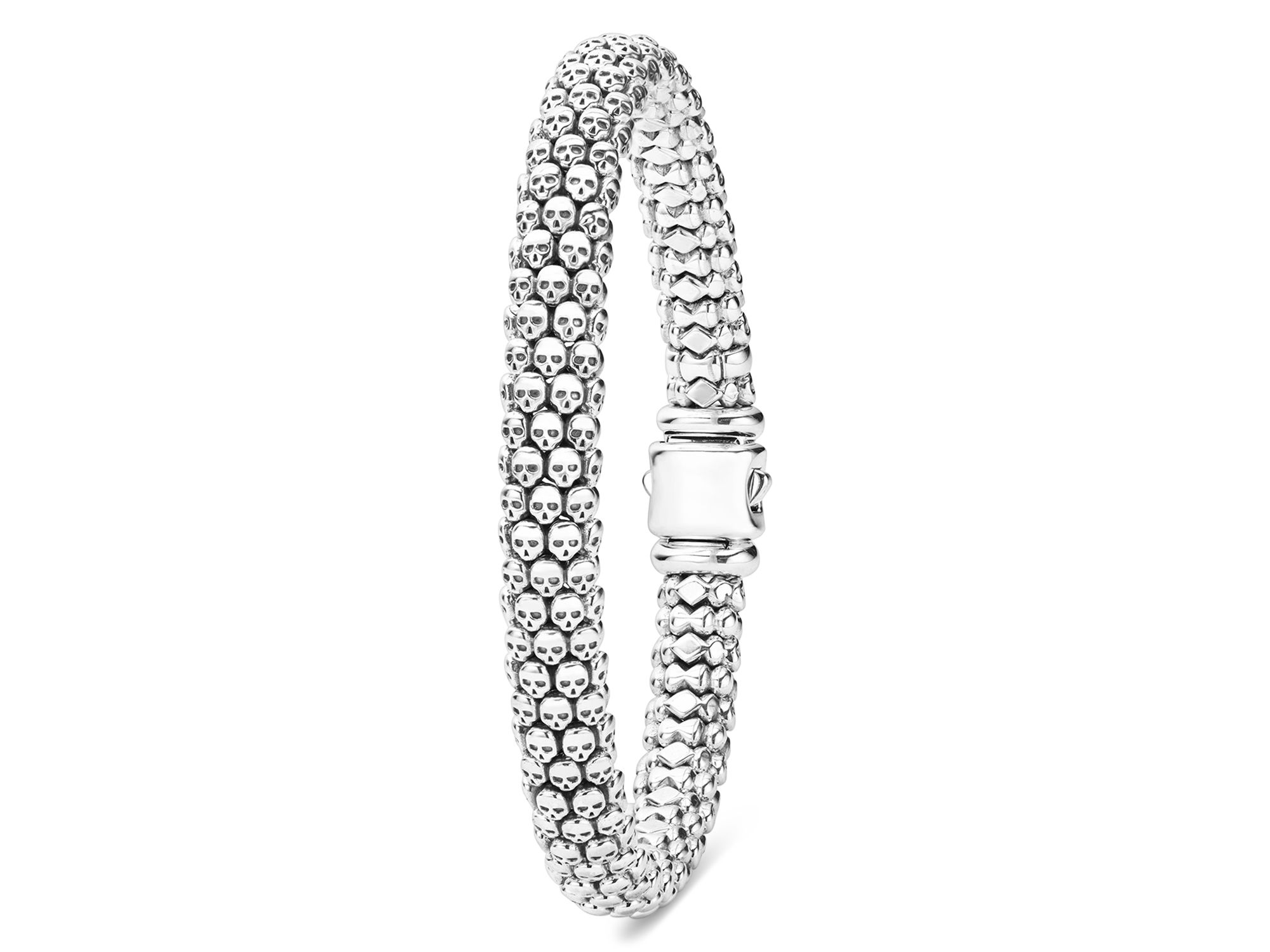 Men's Sterling Anthem Skull Caviar Beaded Bracelet - Exclusive — Image 6