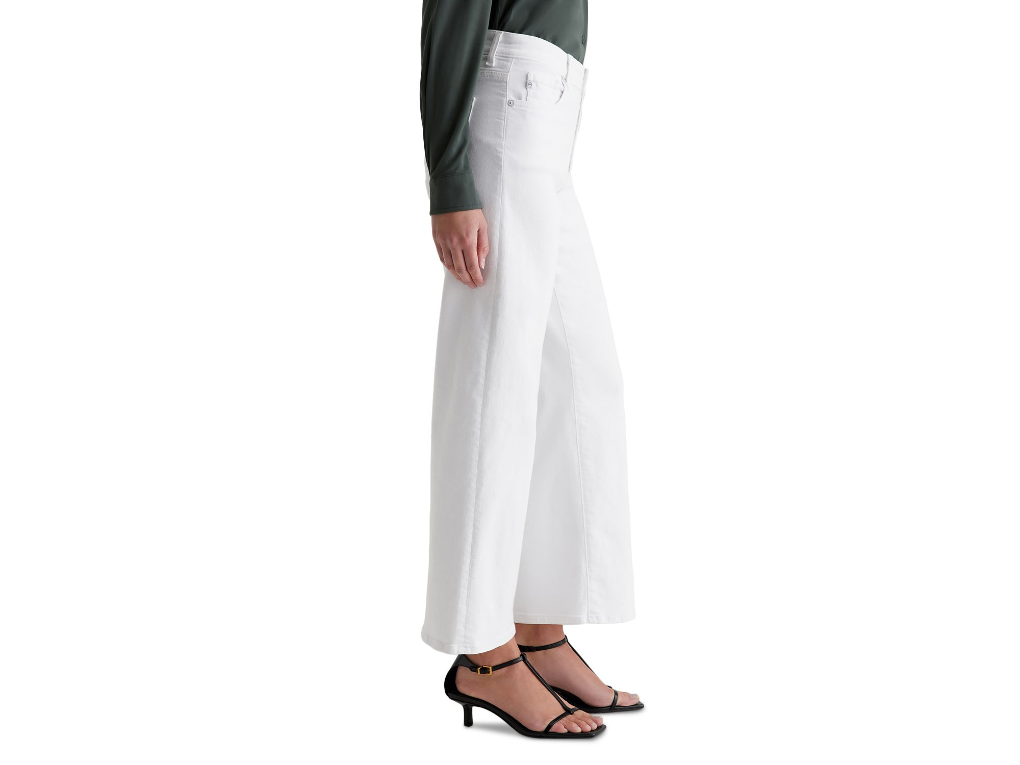 Saige Mid Rise Wide Leg Cropped Jeans in Gallery White — Image 7