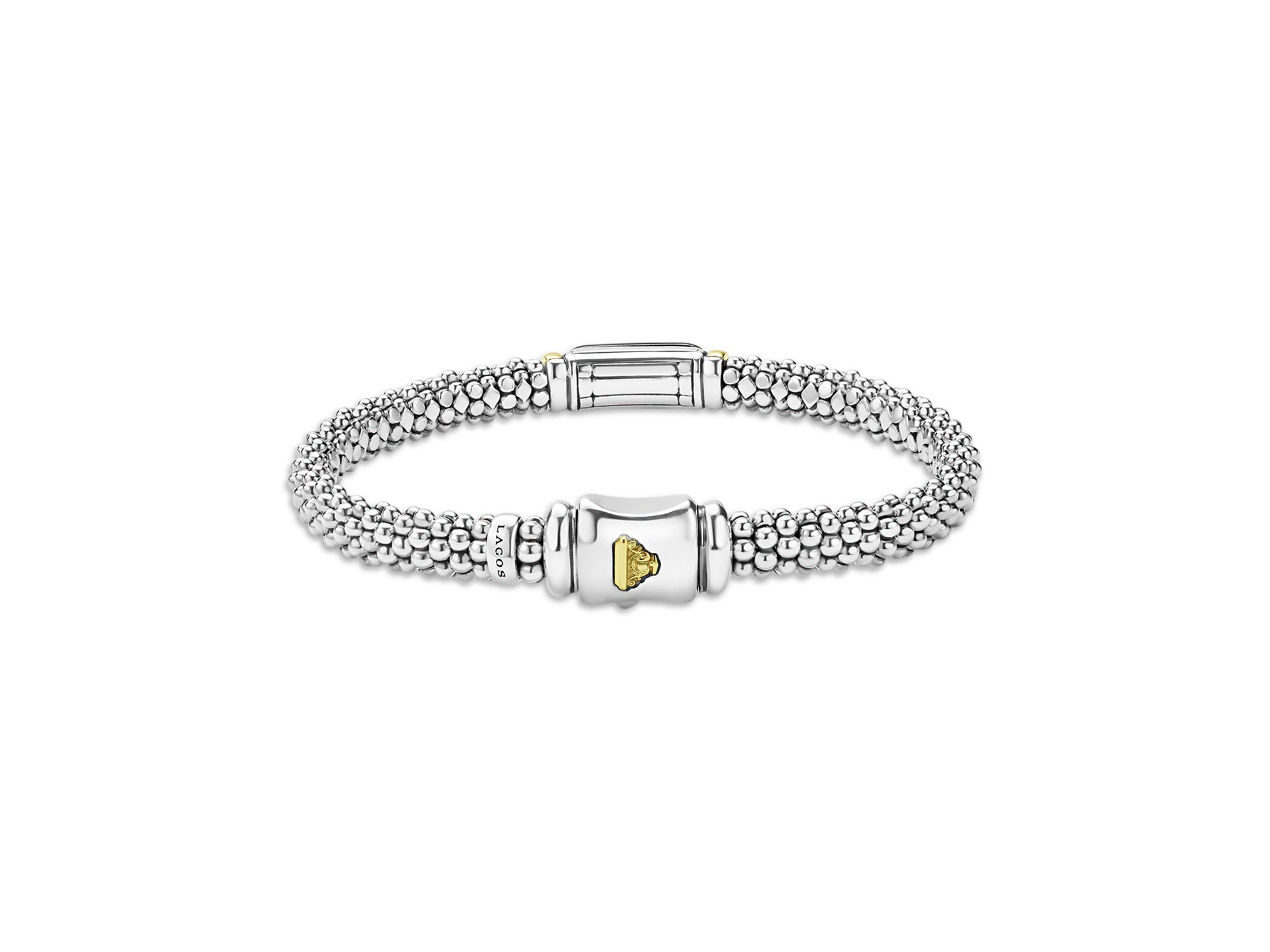 Two Tone Black Ceramic Caviar Bracelet, 6mm — Image 5