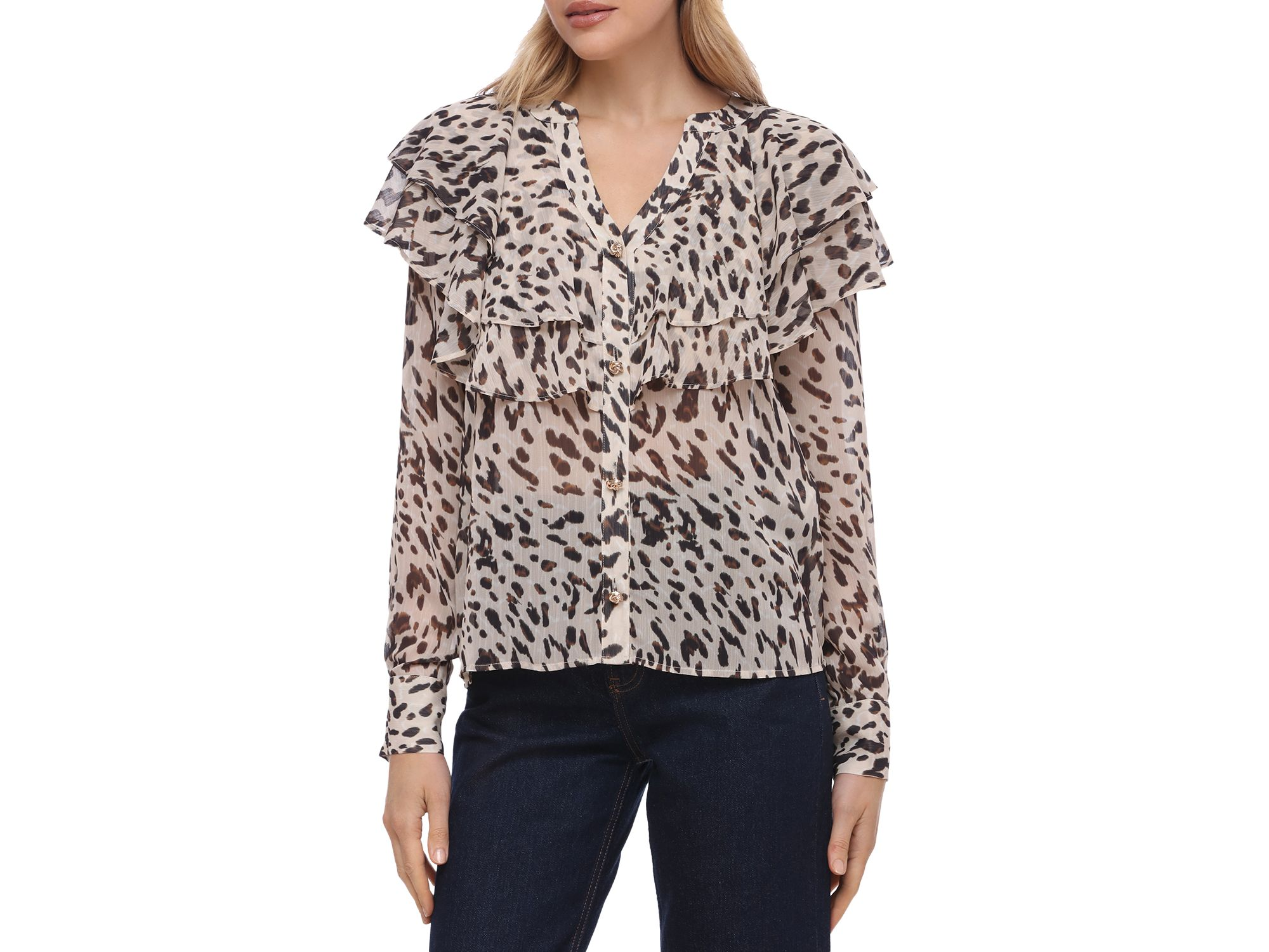 Printed Flutter Yoke Blouse — Image 4